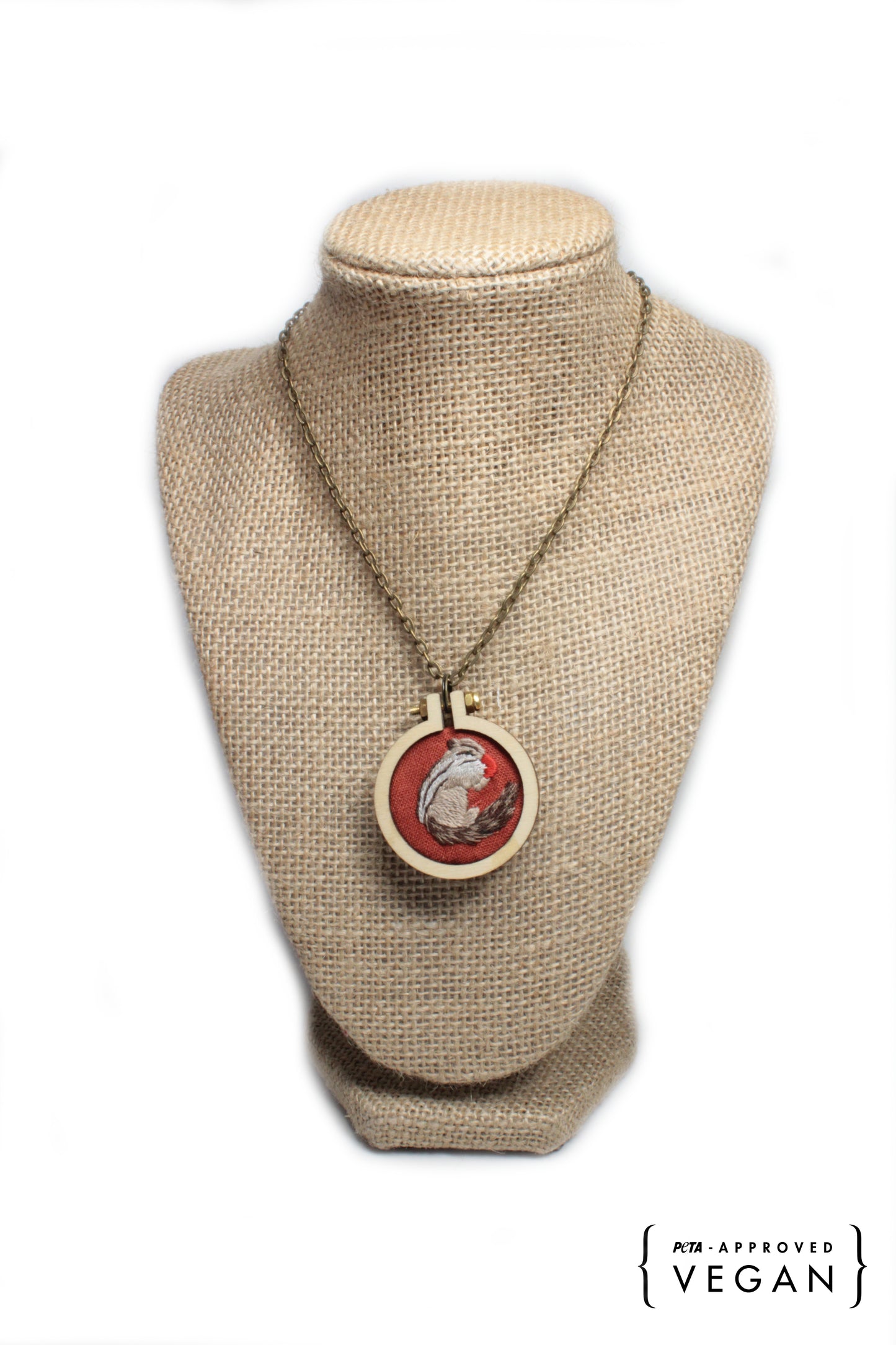 Embroidery Squirrel Necklace