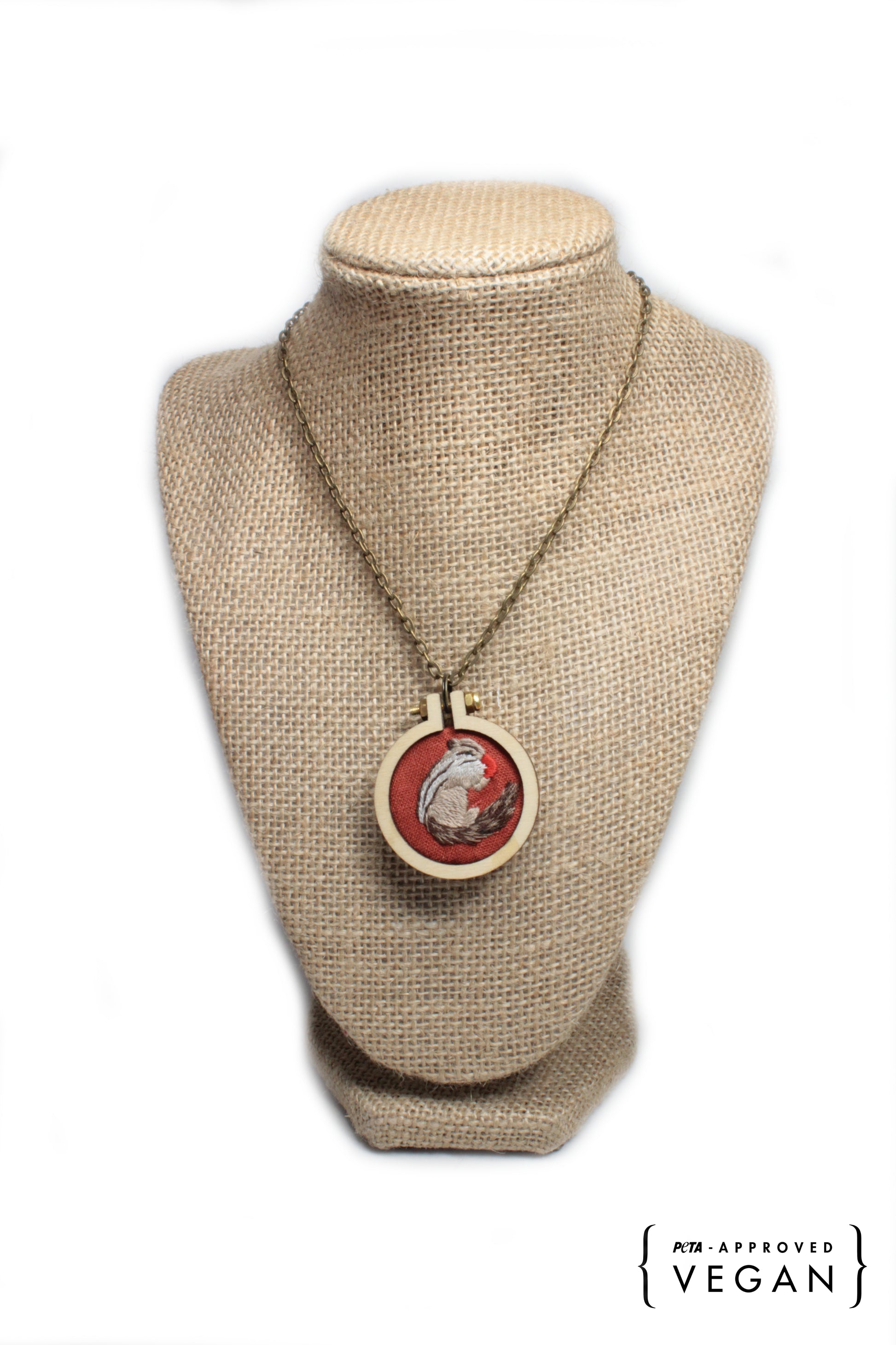 Embroidery Squirrel Necklace