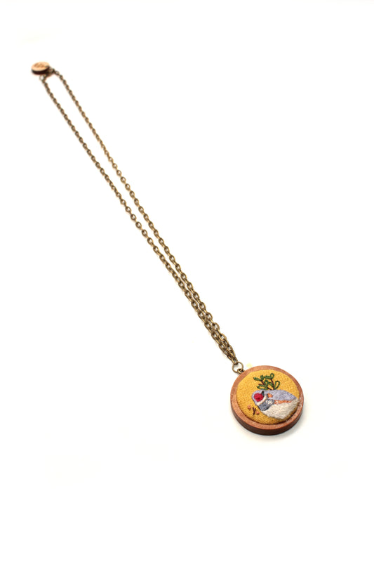 Embroidery Bird Necklace