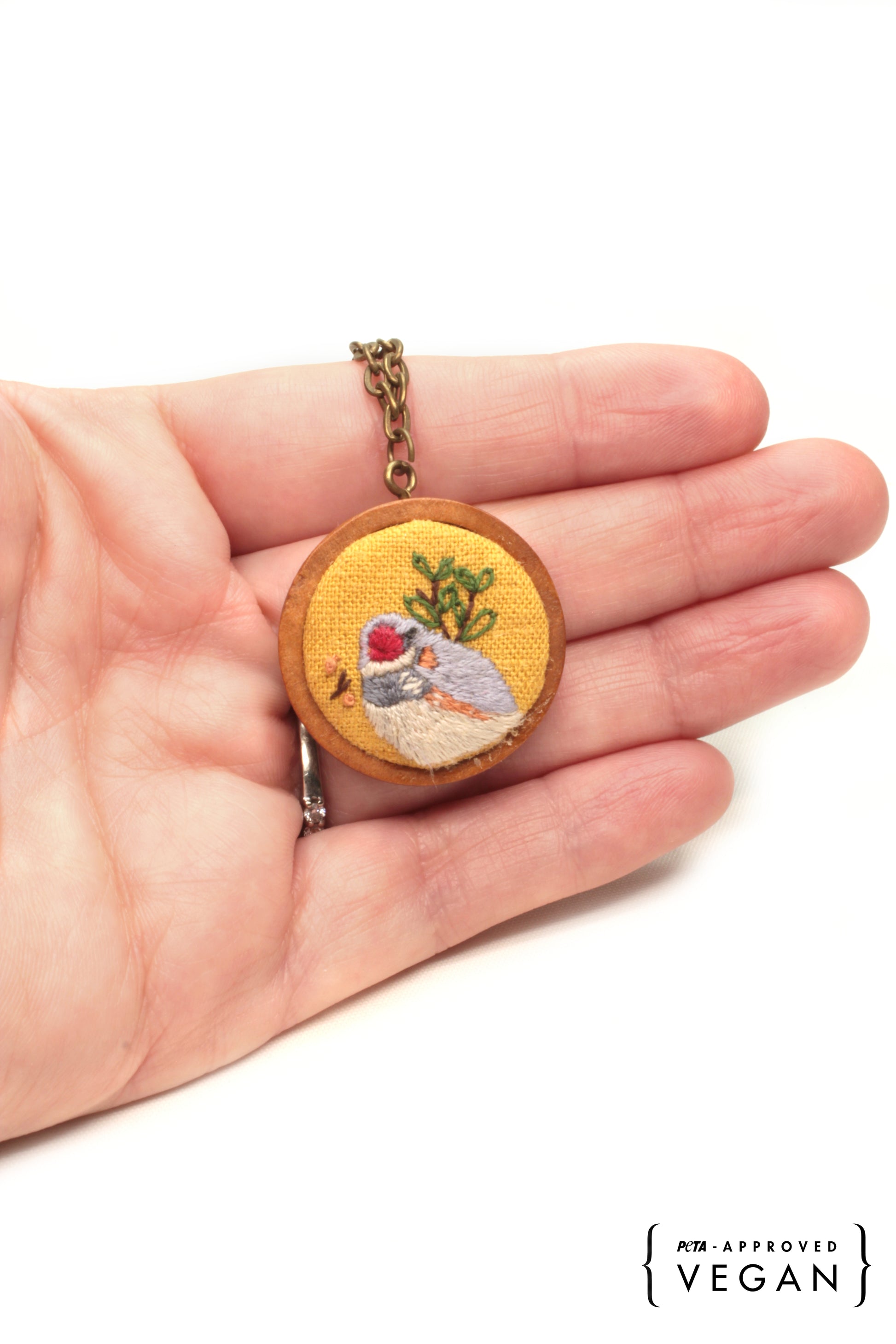 Embroidery Bird Necklace