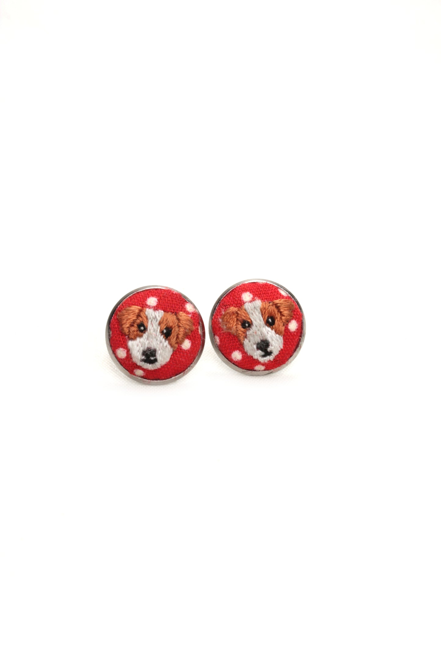 Embroidery Jack Russell Studs Earrings