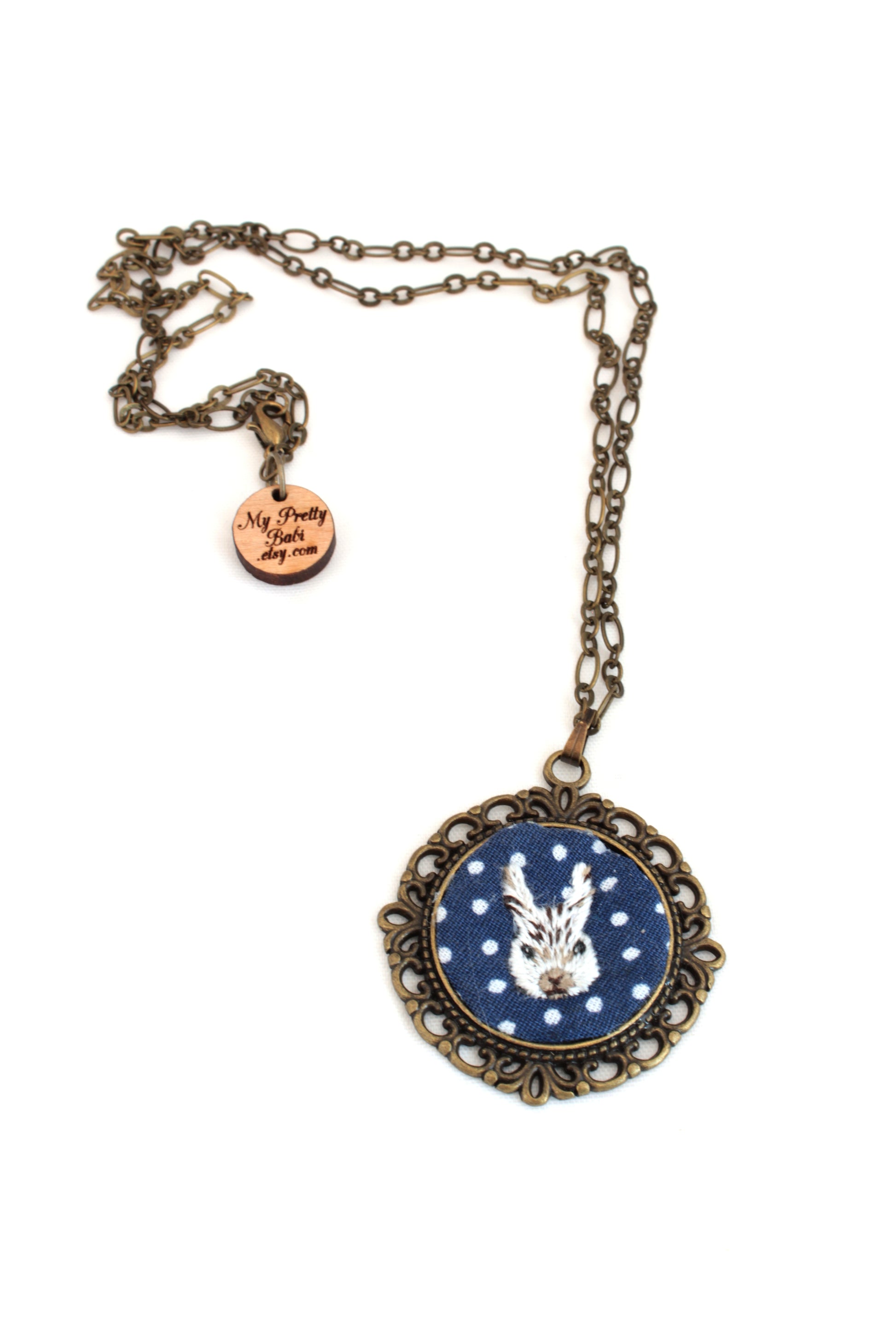 Embroidery Bunny Necklace