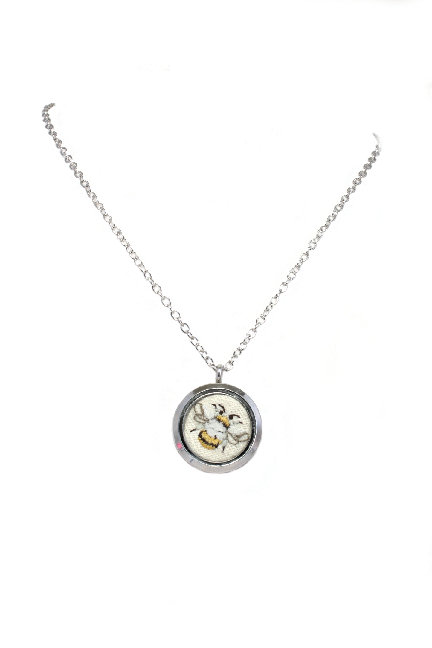 Embroidery Bee Locket Necklace