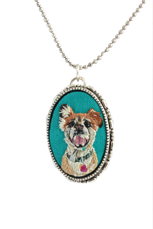 Embroidery Custom Pet Portrait Necklace Brooch