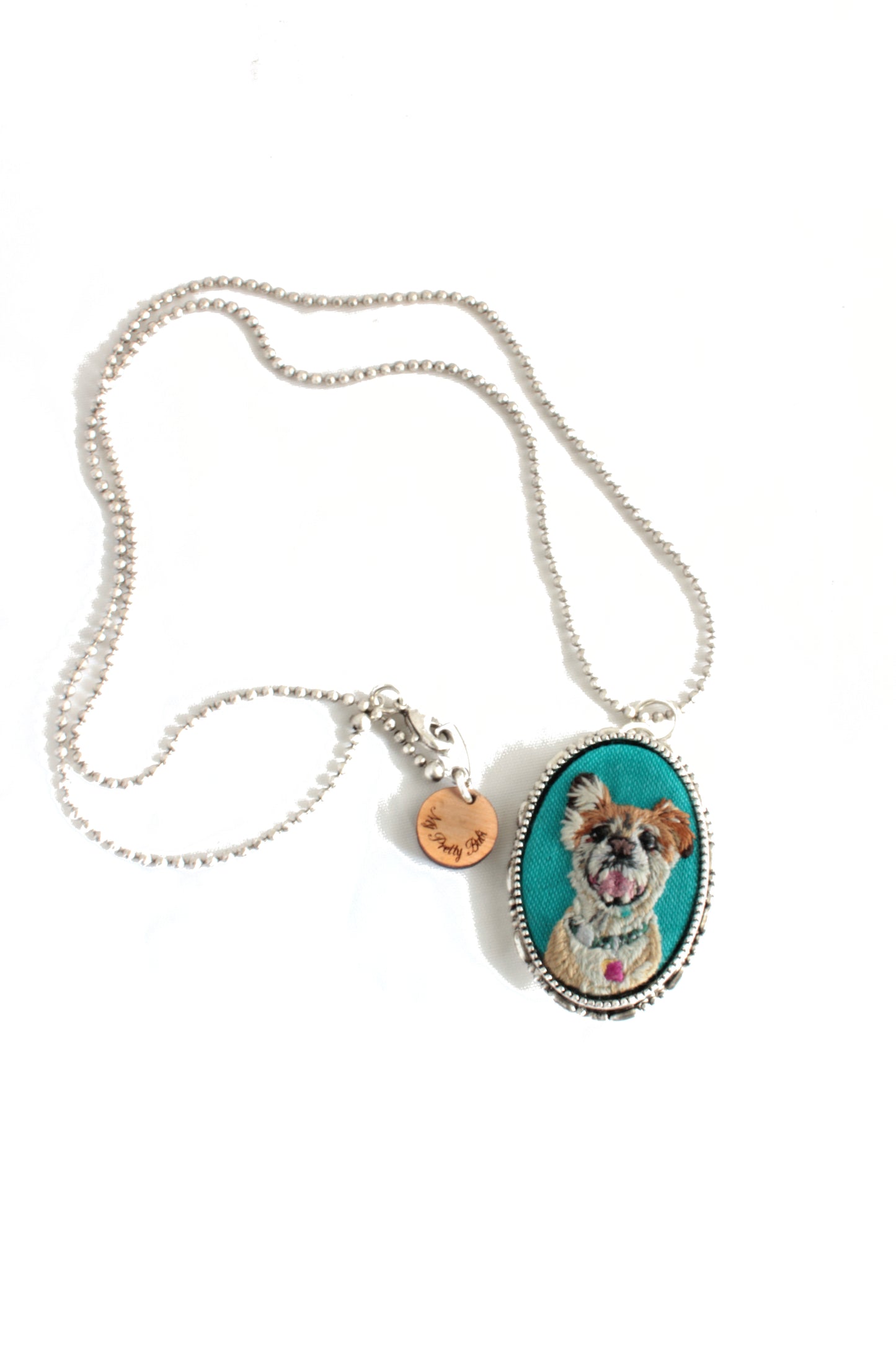 Embroidery Custom Pet Portrait Necklace Brooch