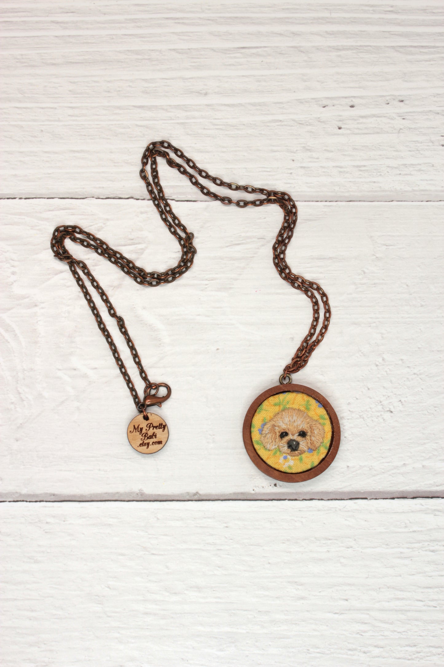 Embroidery Doodle Dog Necklace
