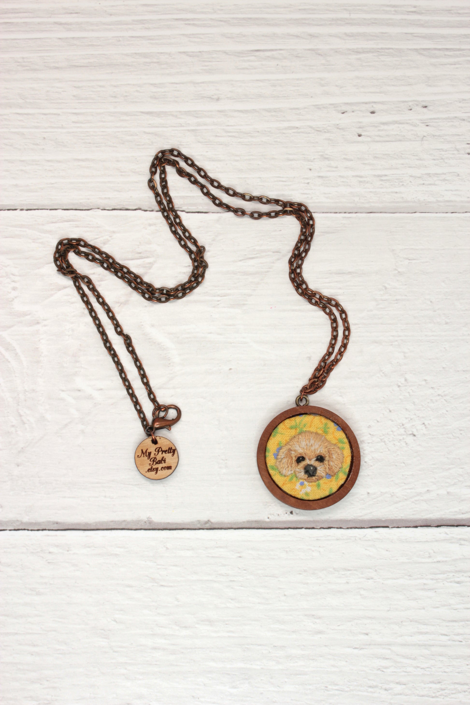 Embroidery Doodle Dog Necklace