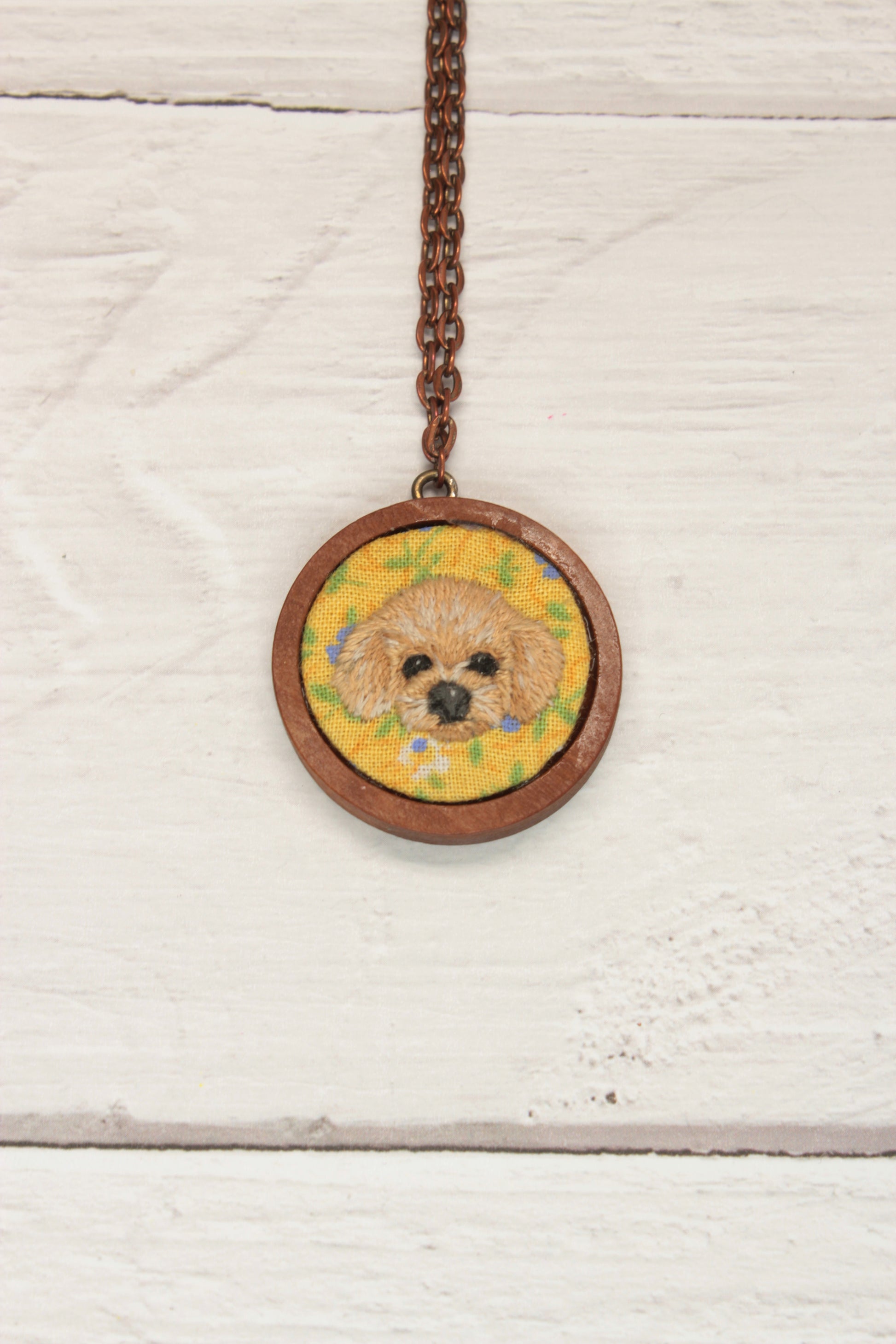 Embroidery Doodle Dog Necklace