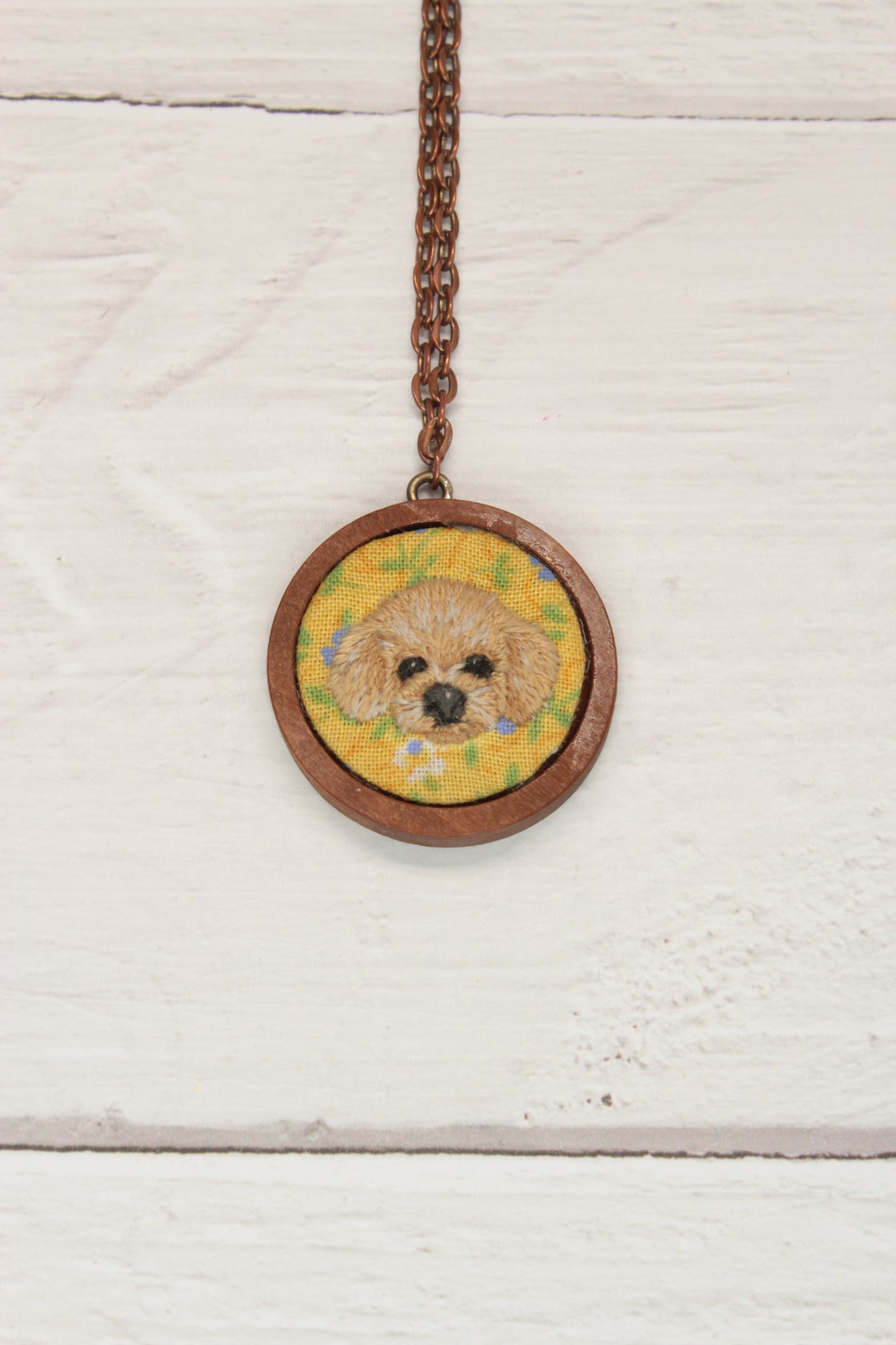 Embroidery Doodle Dog Necklace