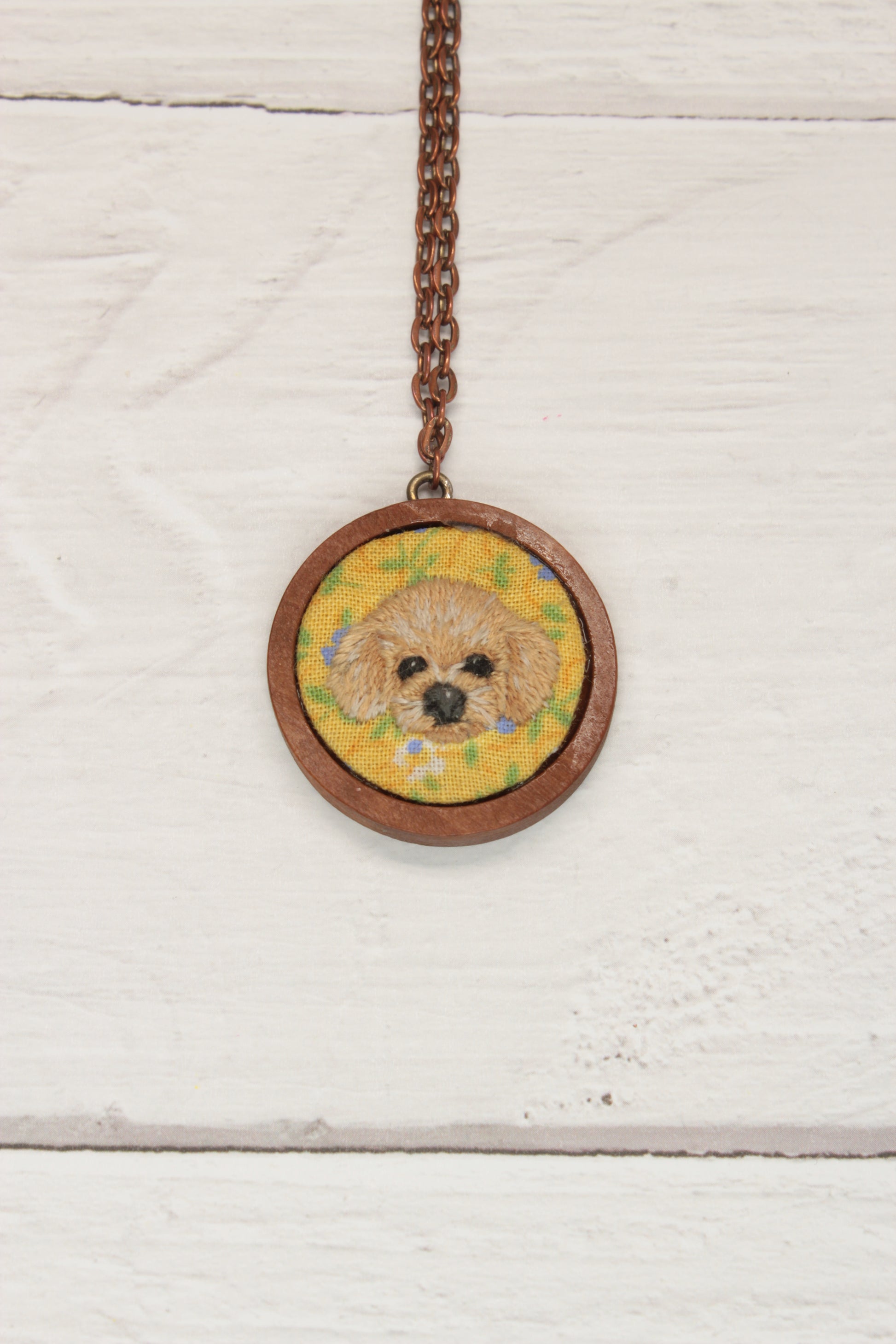 Embroidery Doodle Dog Necklace