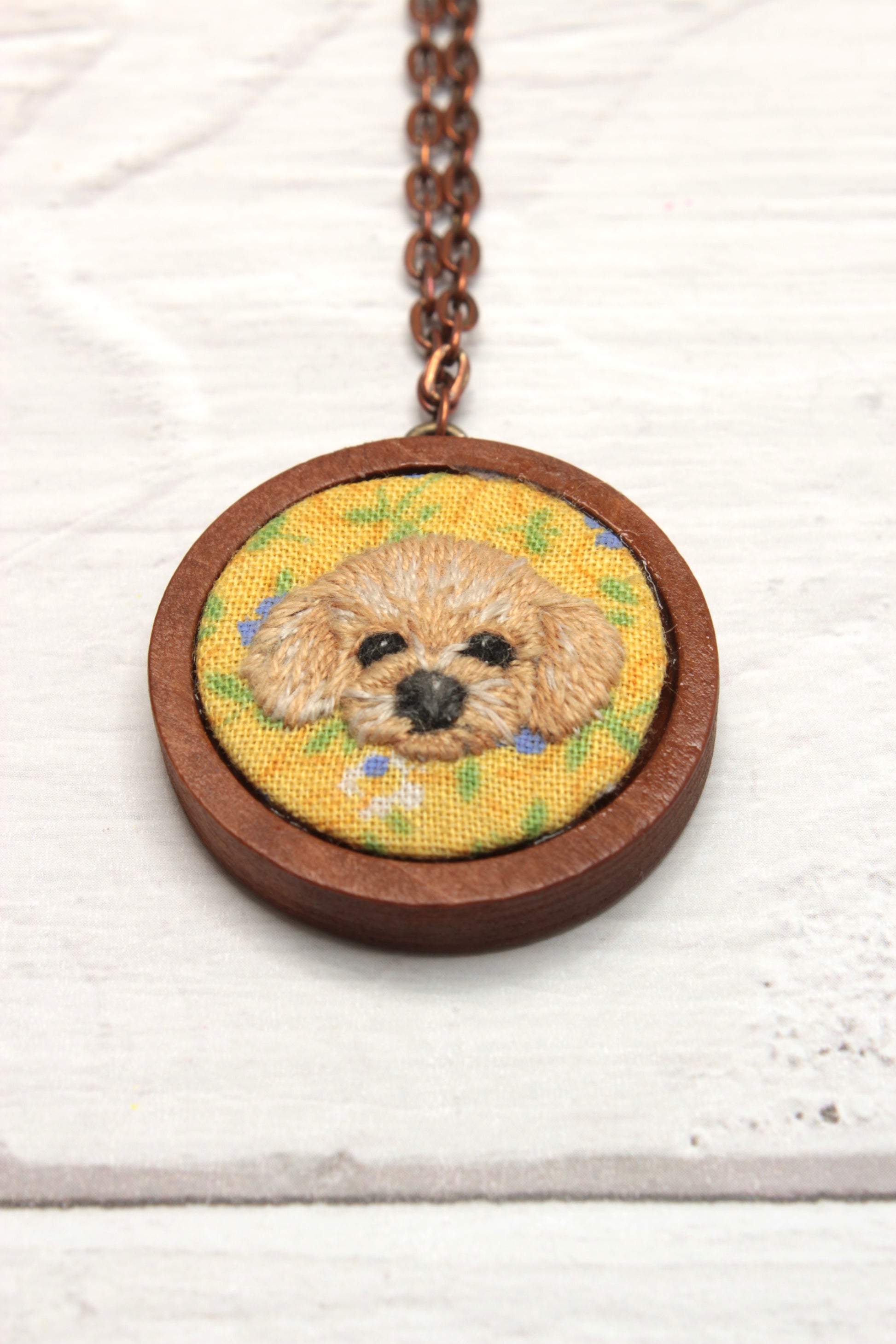 Embroidery Doodle Dog Necklace