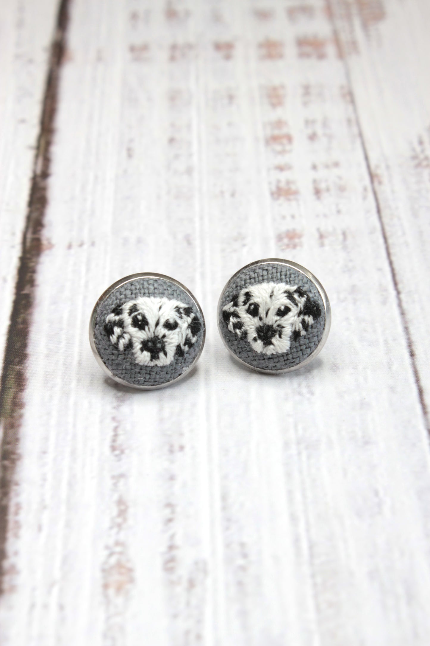 Embroidery Dalmatian Studs Earrings