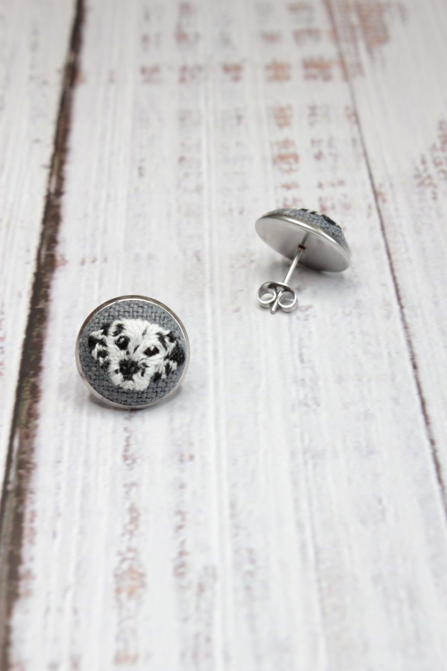 Embroidery Dalmatian Studs Earrings