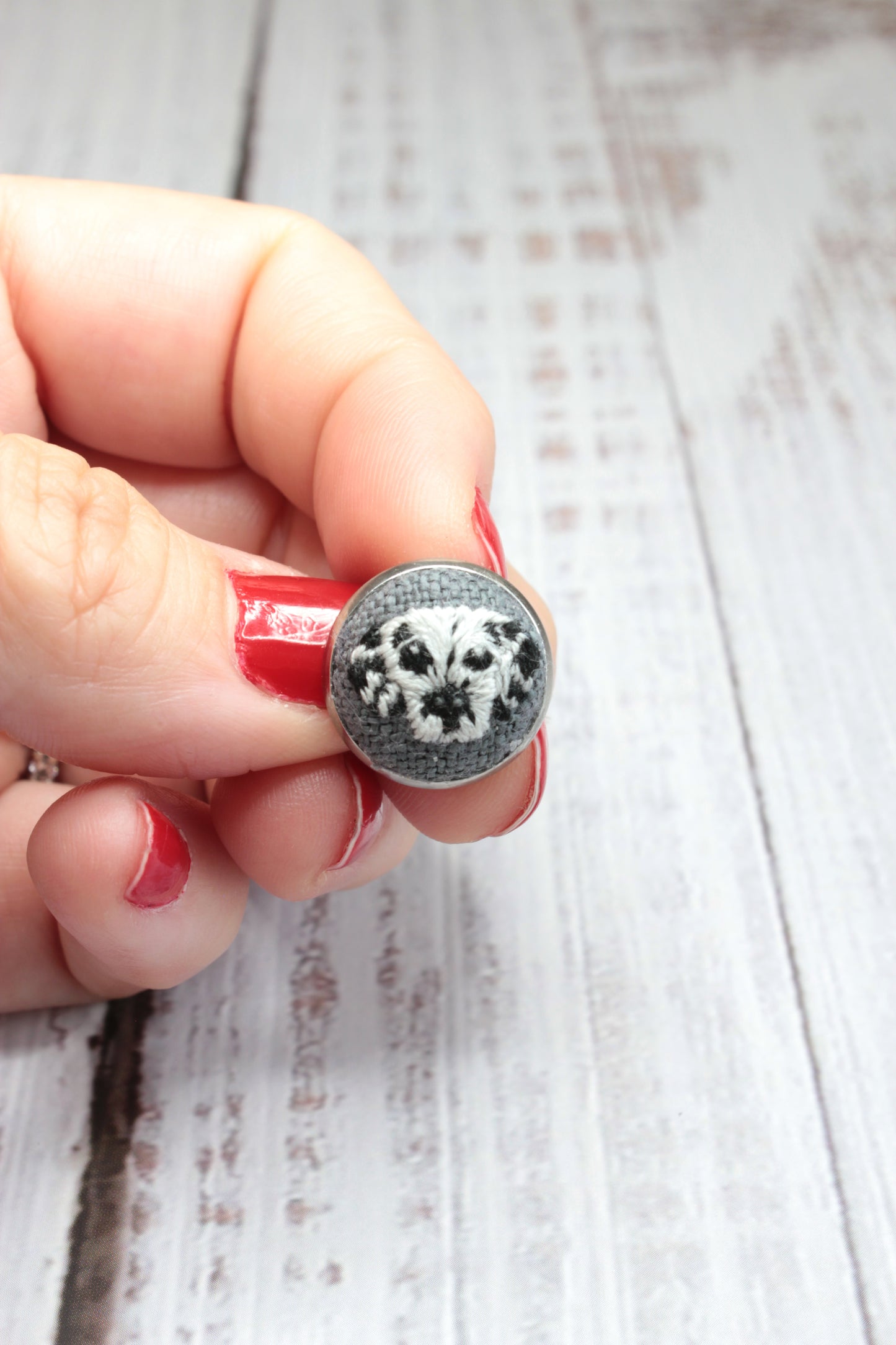 Embroidery Dalmatian Studs Earrings