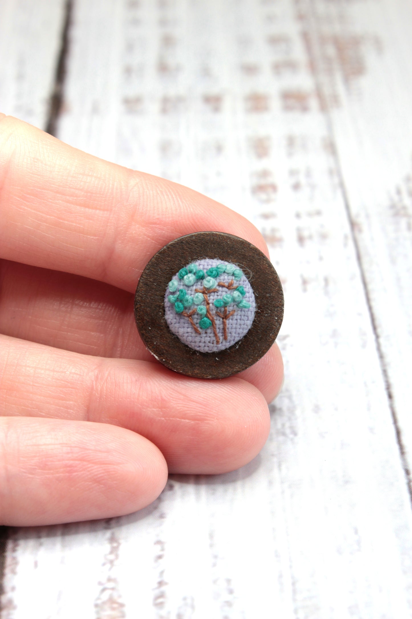 Embroidery Green Flower Studs Earrings