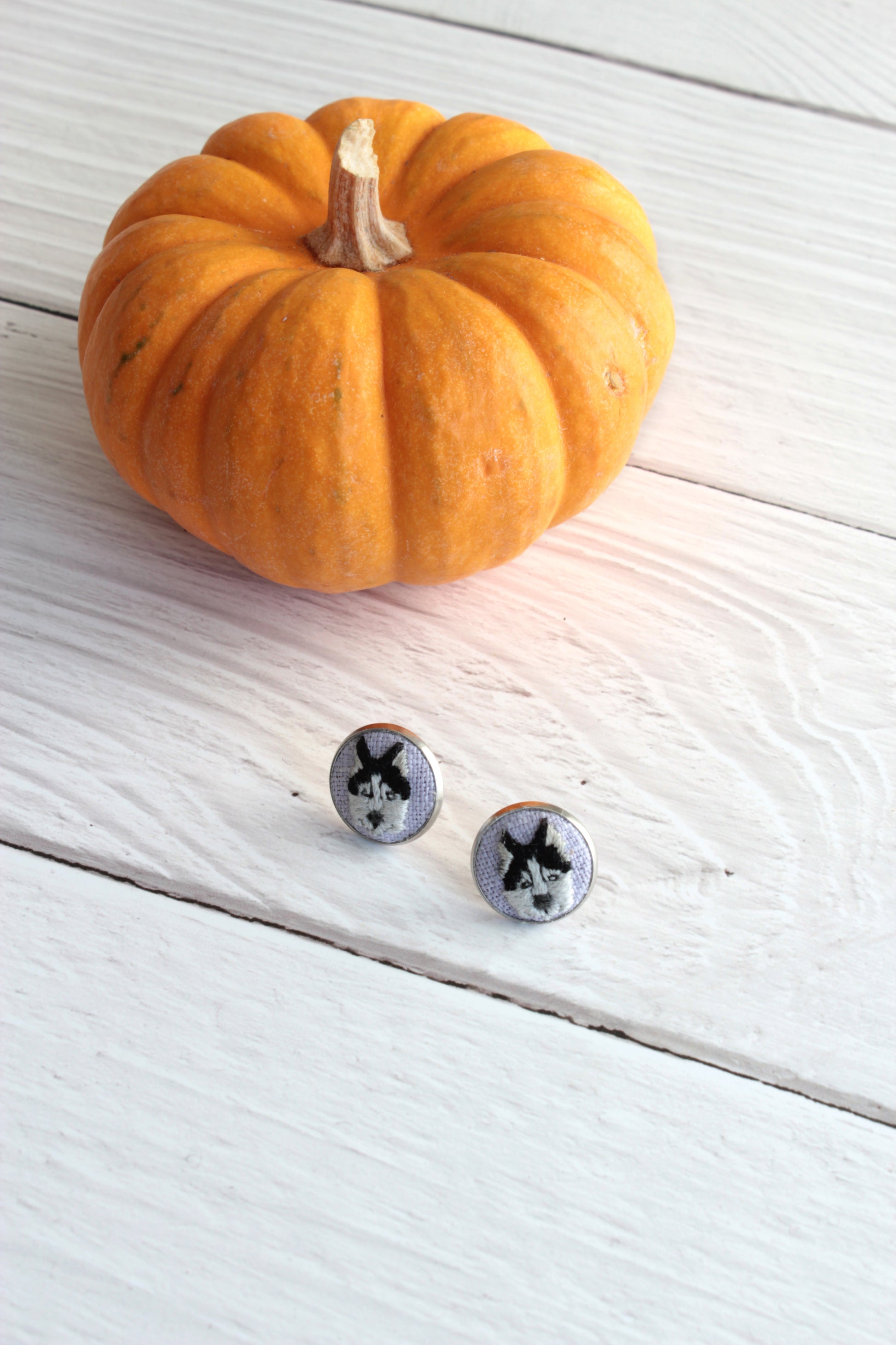 Husky Earrings, My Pretty Babi, Embroidery Earrings