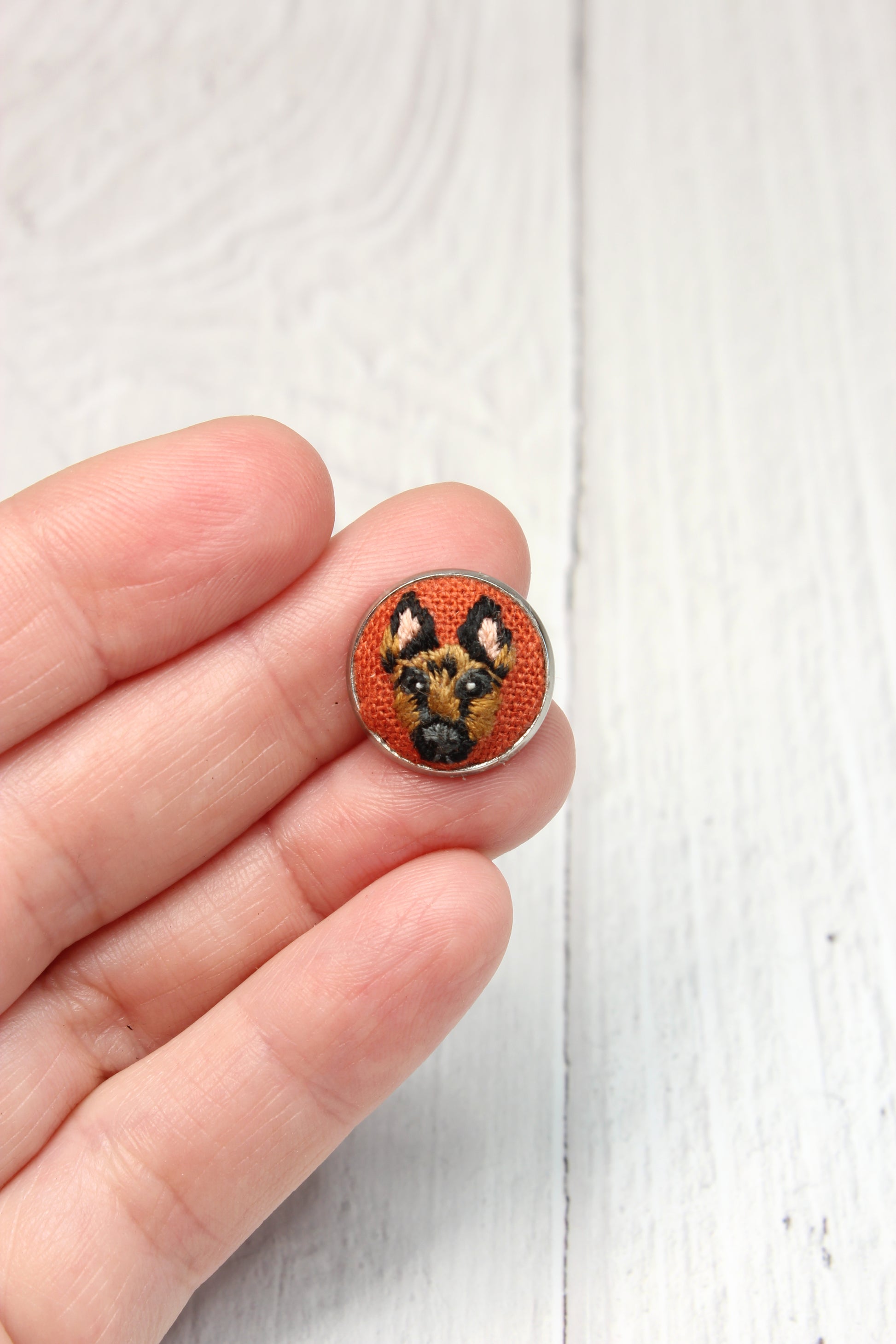 Embroidery German Shepherd Studs Earrings