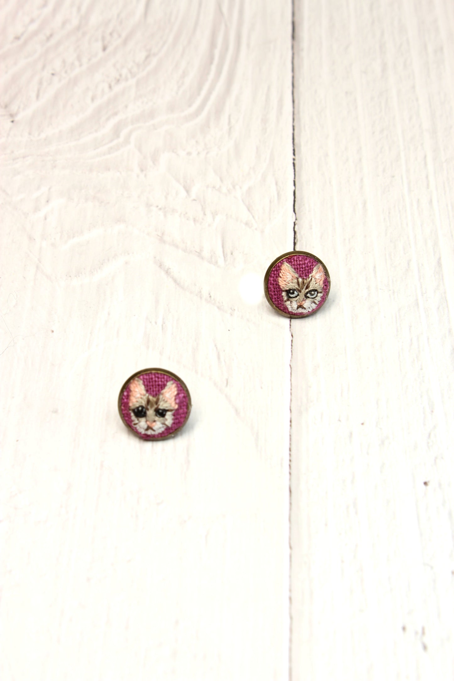 Embroidery Cat Studs Earrings