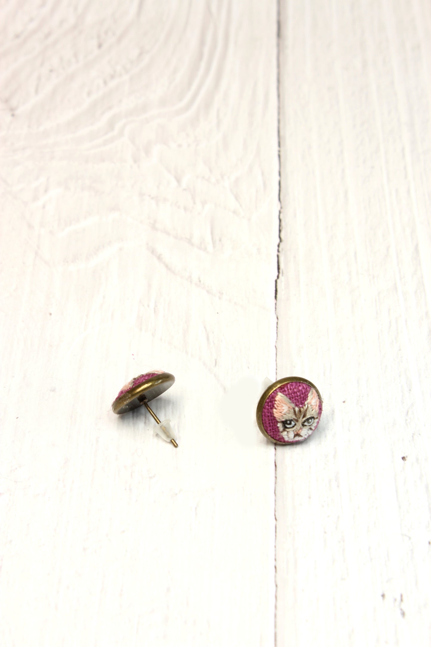 Embroidery Cat Studs Earrings