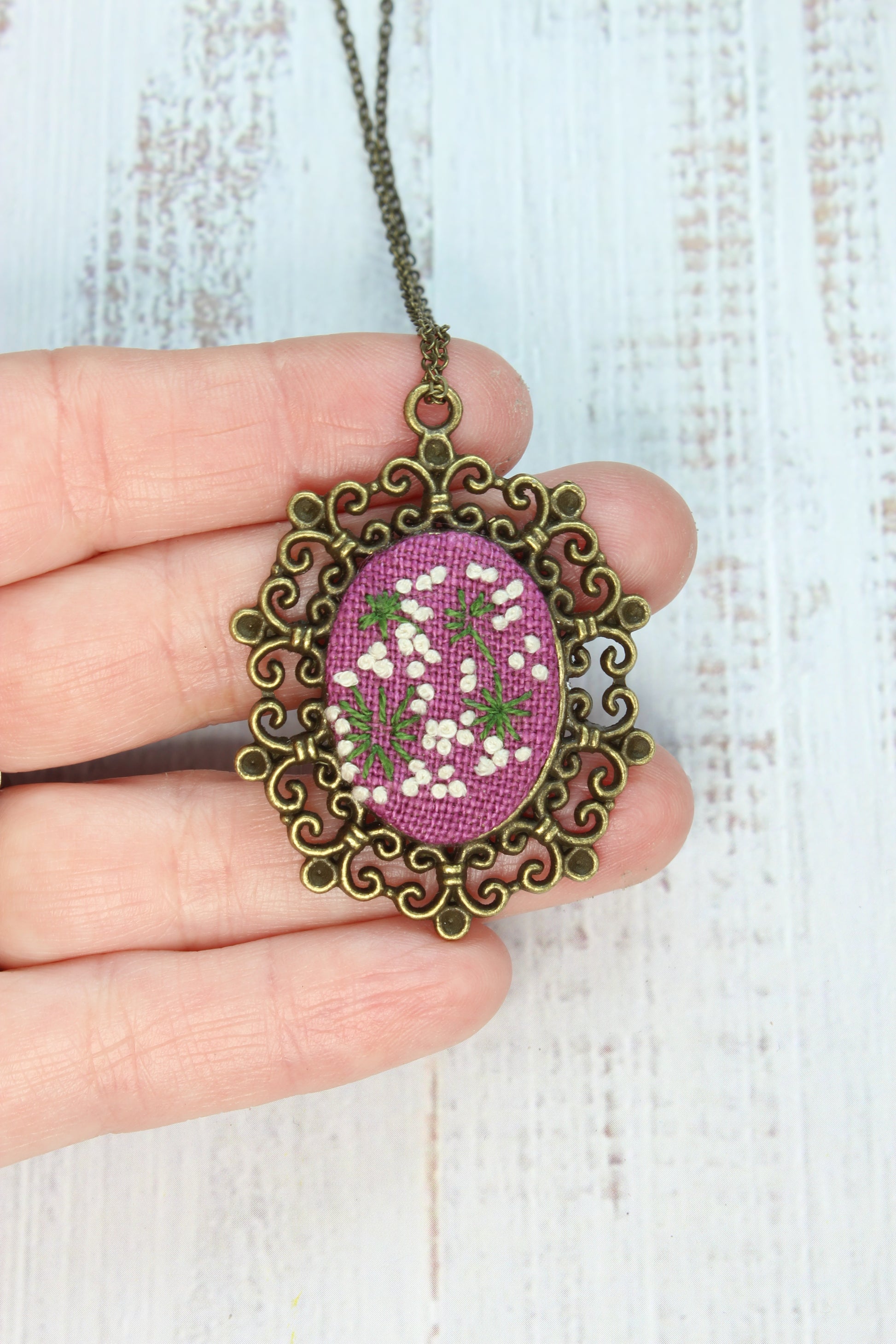 Embroidery Dandelion Necklace