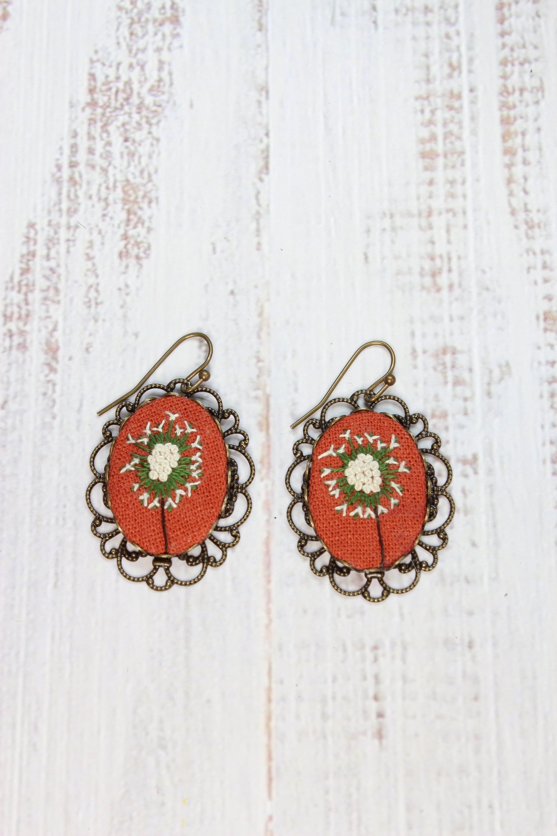 Embroidery Dandelion Wire Filigree Earrings