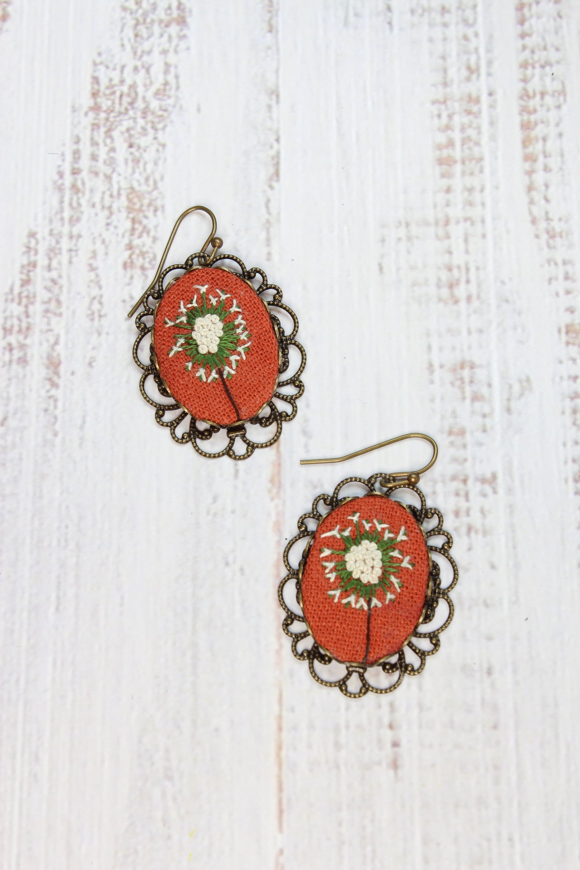 Embroidery Dandelion Wire Filigree Earrings