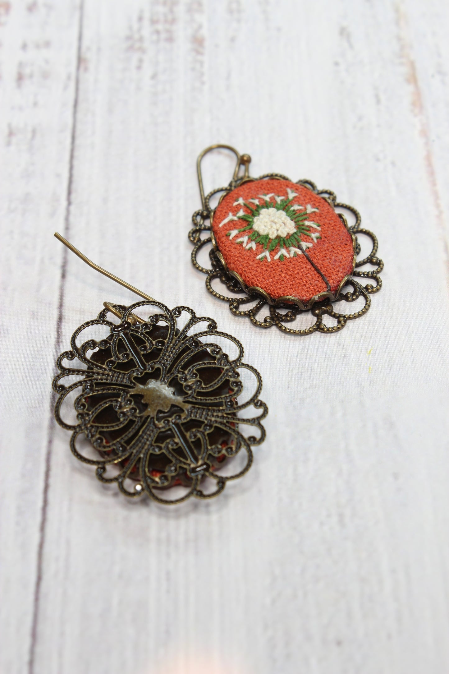 Embroidery Dandelion Wire Filigree Earrings