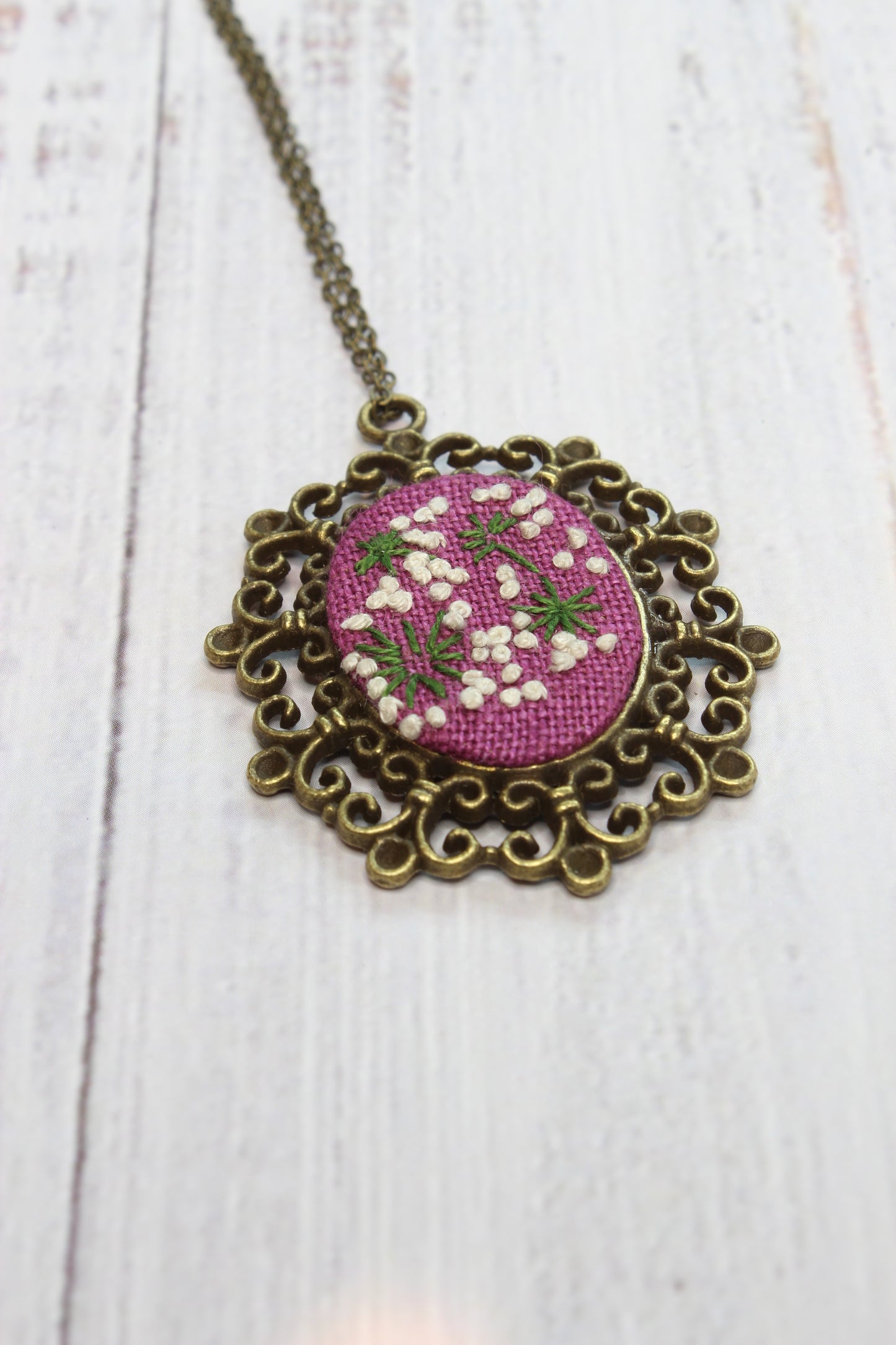 Embroidery Dandelion Necklace