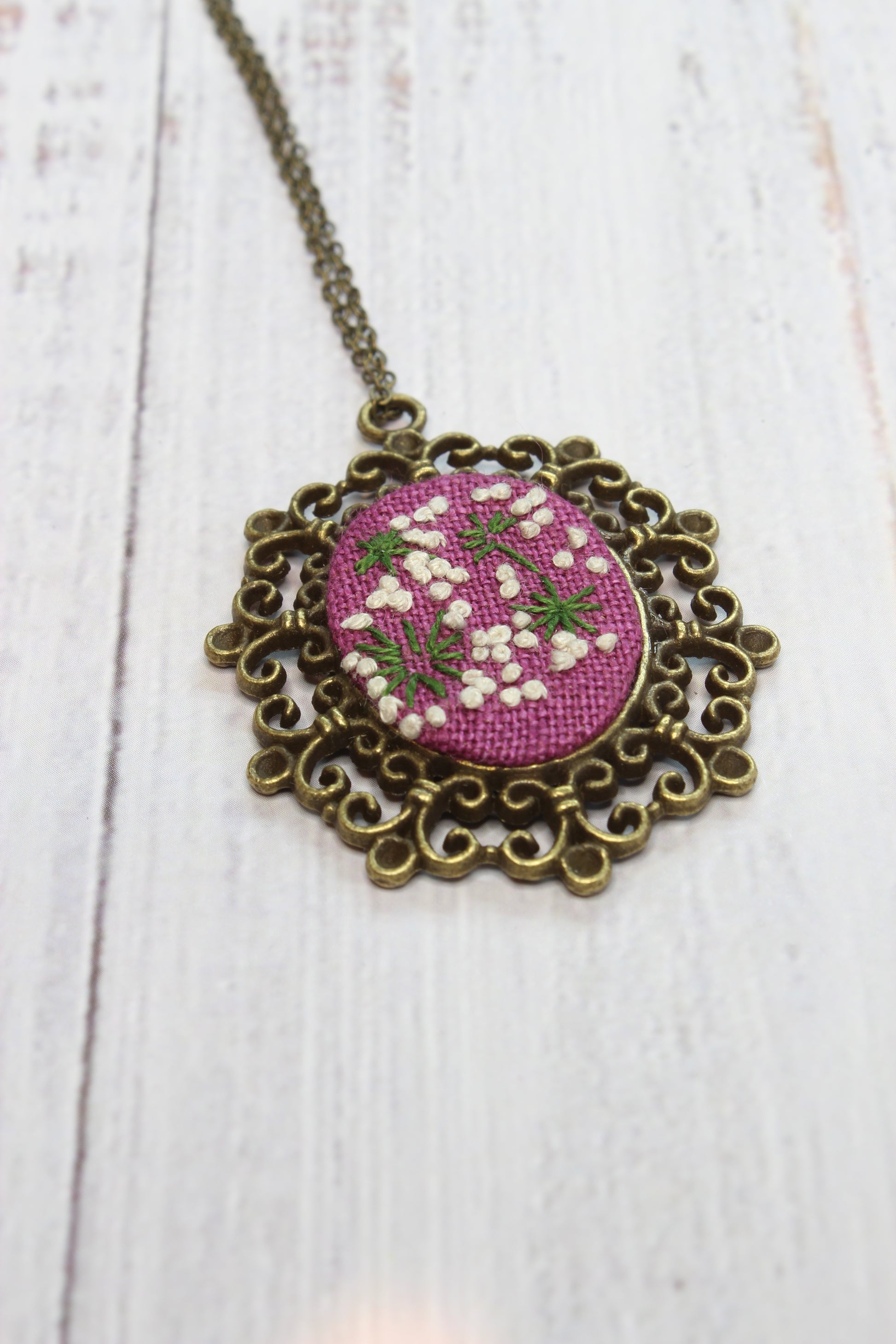Embroidery Dandelion Necklace