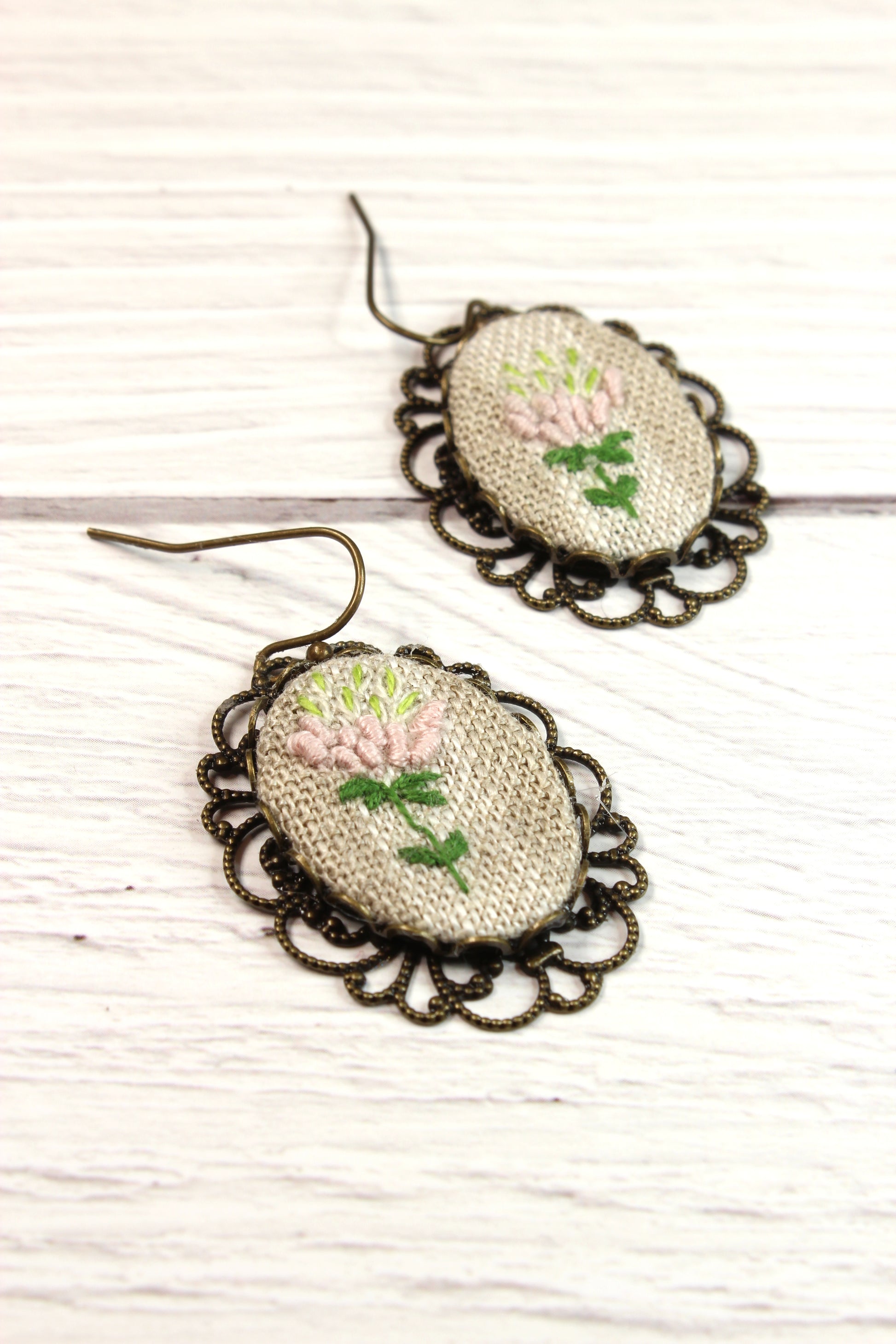 Embroidery Flower Wire Filigree Earrings