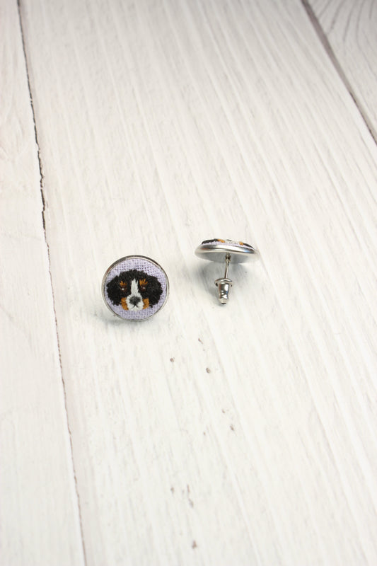 Embroidery Bernese Mountain Dog Studs Earrings