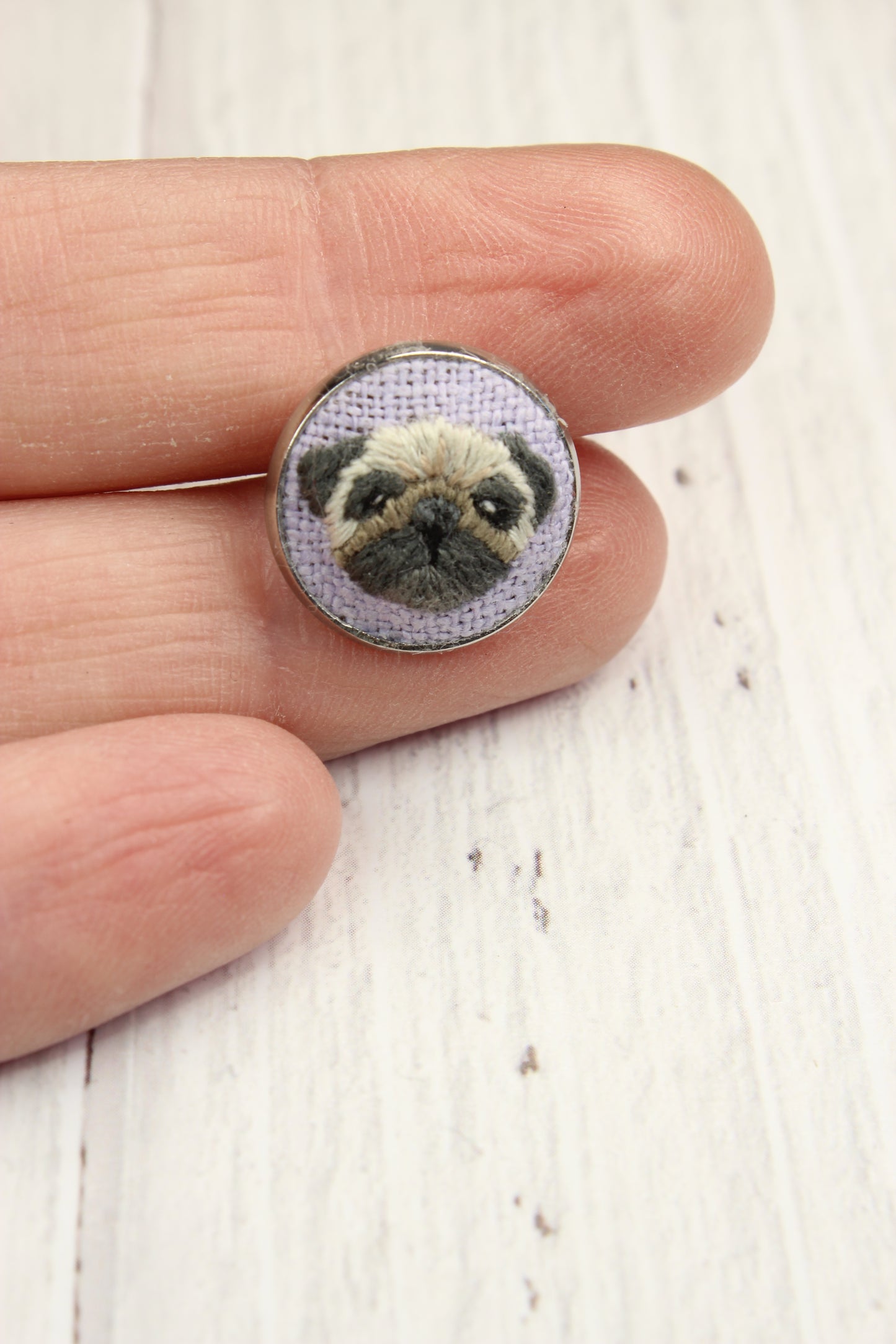 Embroidery Pug Studs Earrings