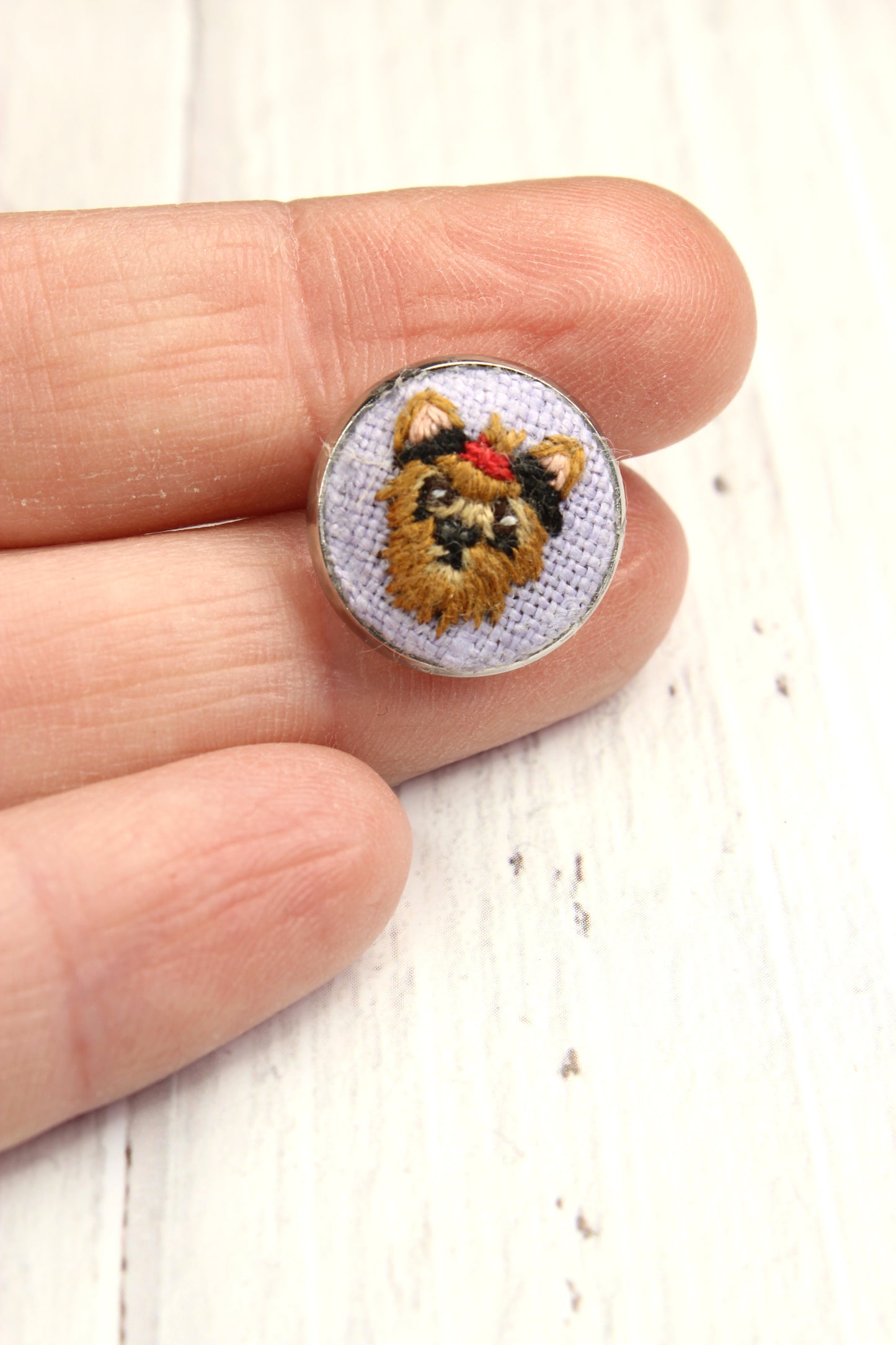 Embroidery Yorkie Studs Earrings