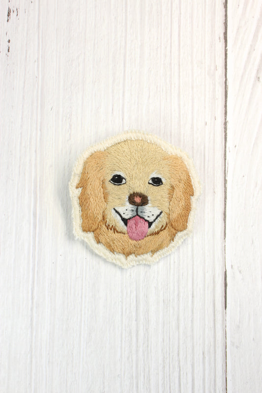 Embroidery Golden Retriever Brooch