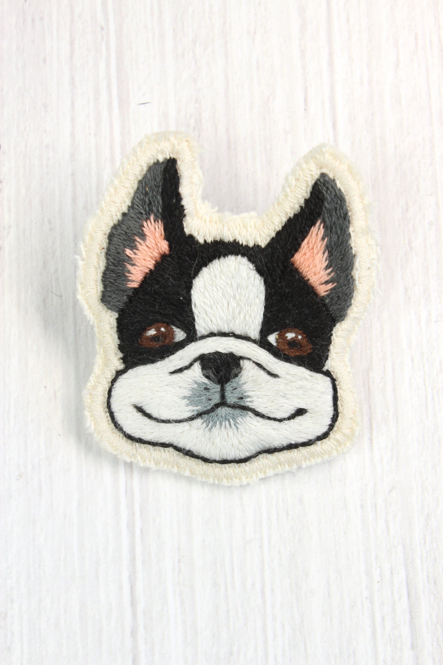 Embroidery French Bulldog Brooch