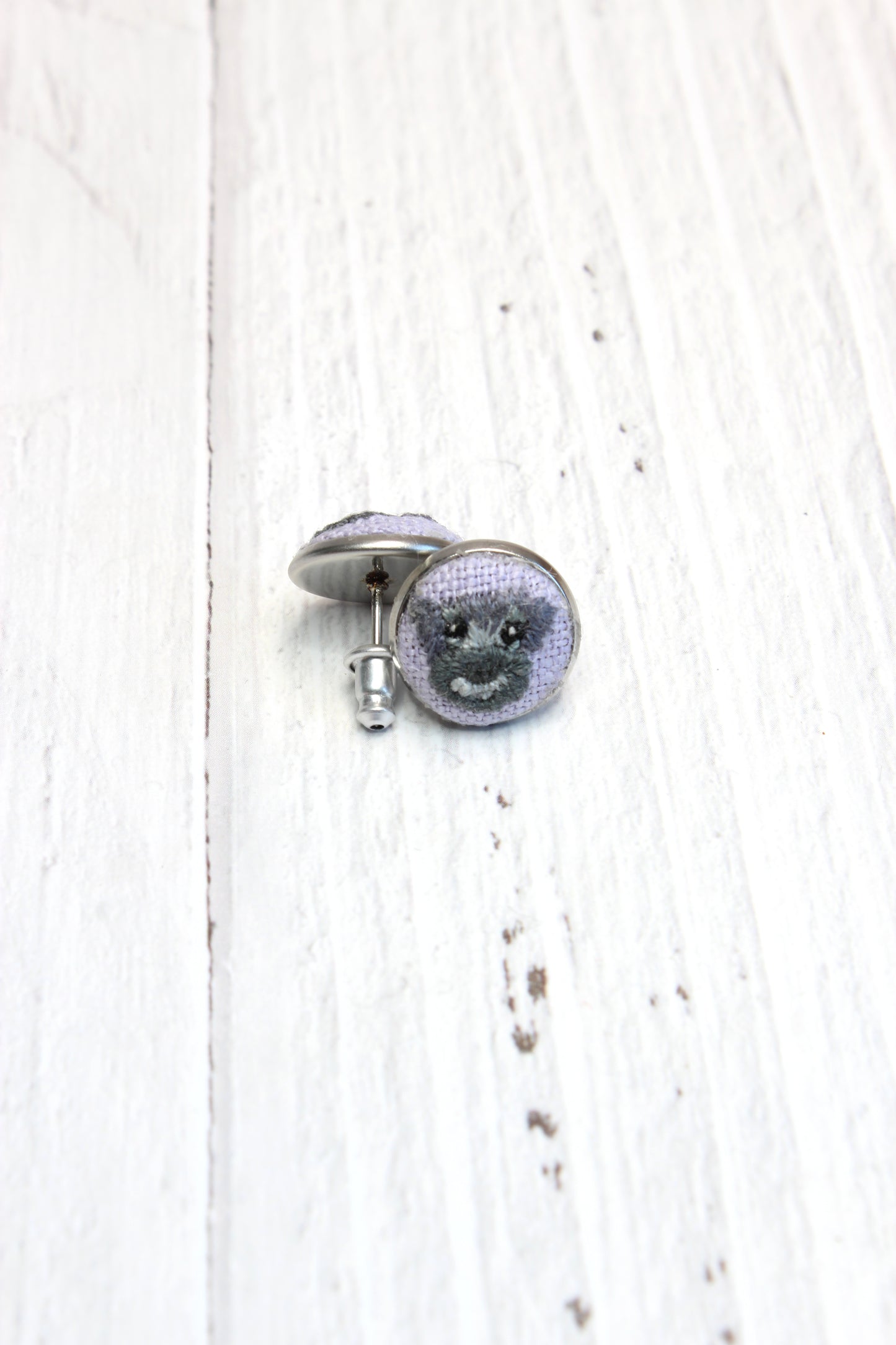Embroidery Schnauzer Studs Earrings