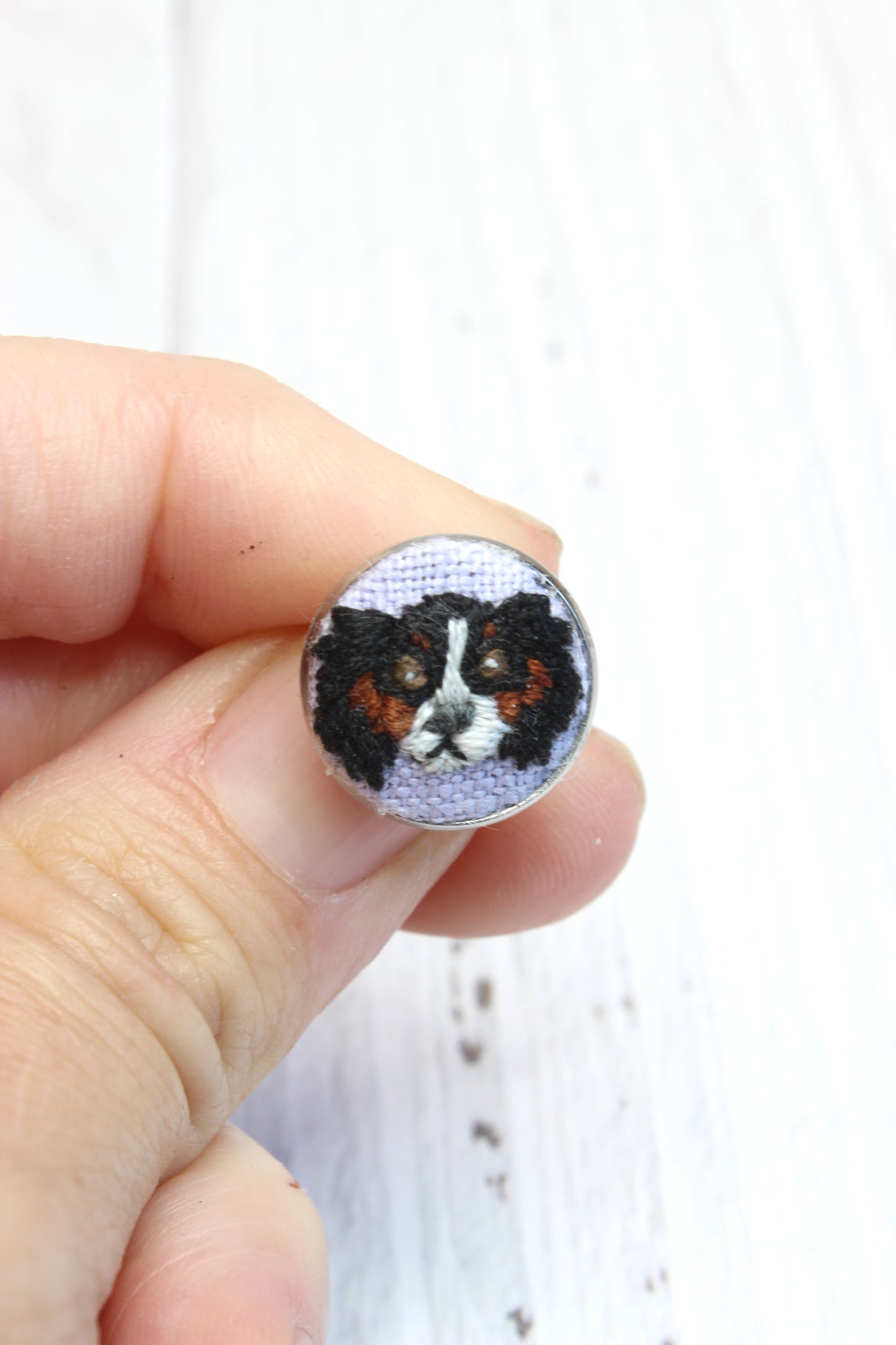 Embroidery King Charles Cavalier Dog Studs Earrings