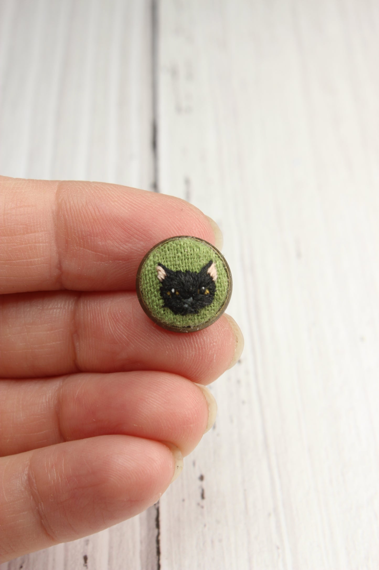 Embroidery Black Cat Studs Earrings