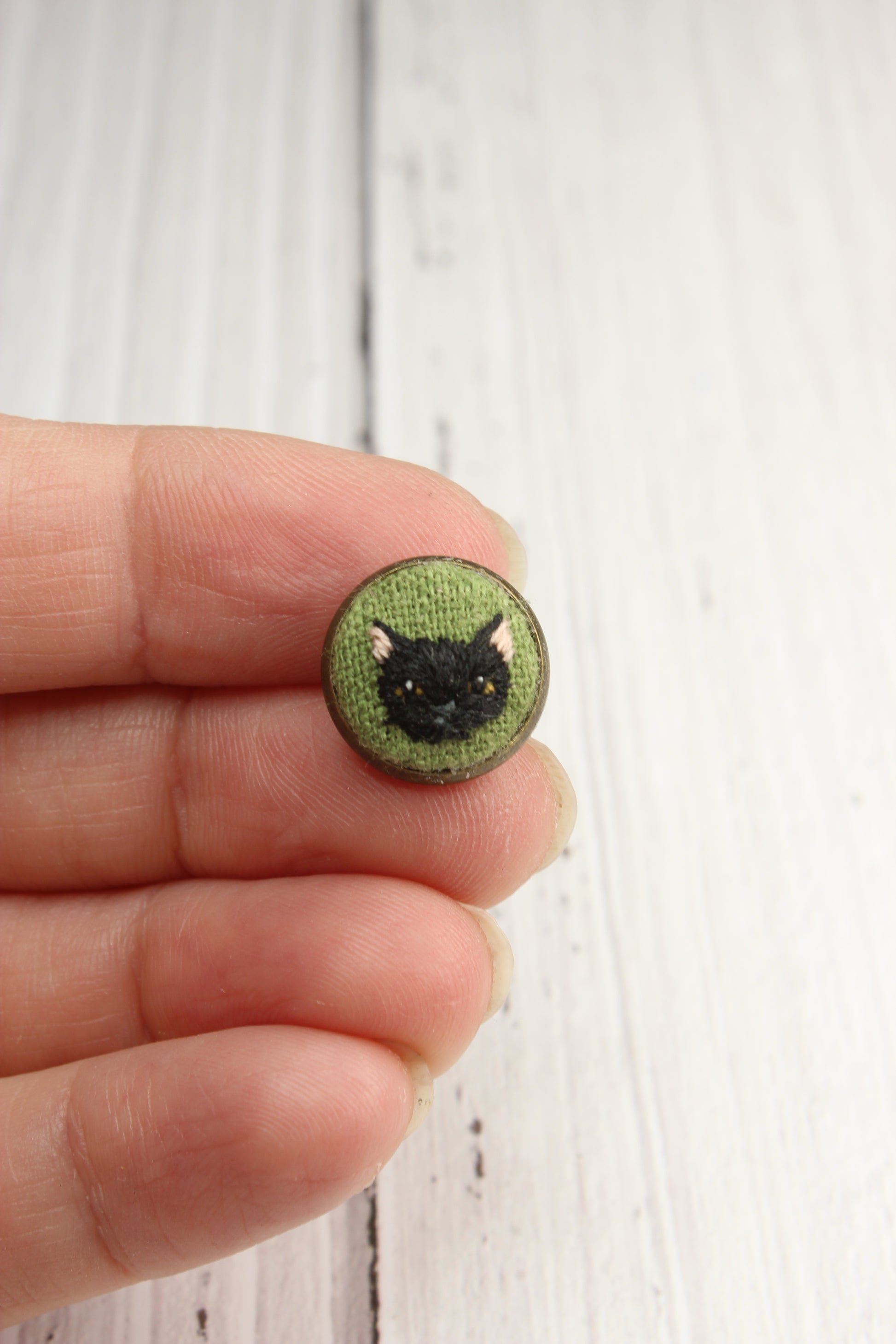 Embroidery Black Cat Studs Earrings