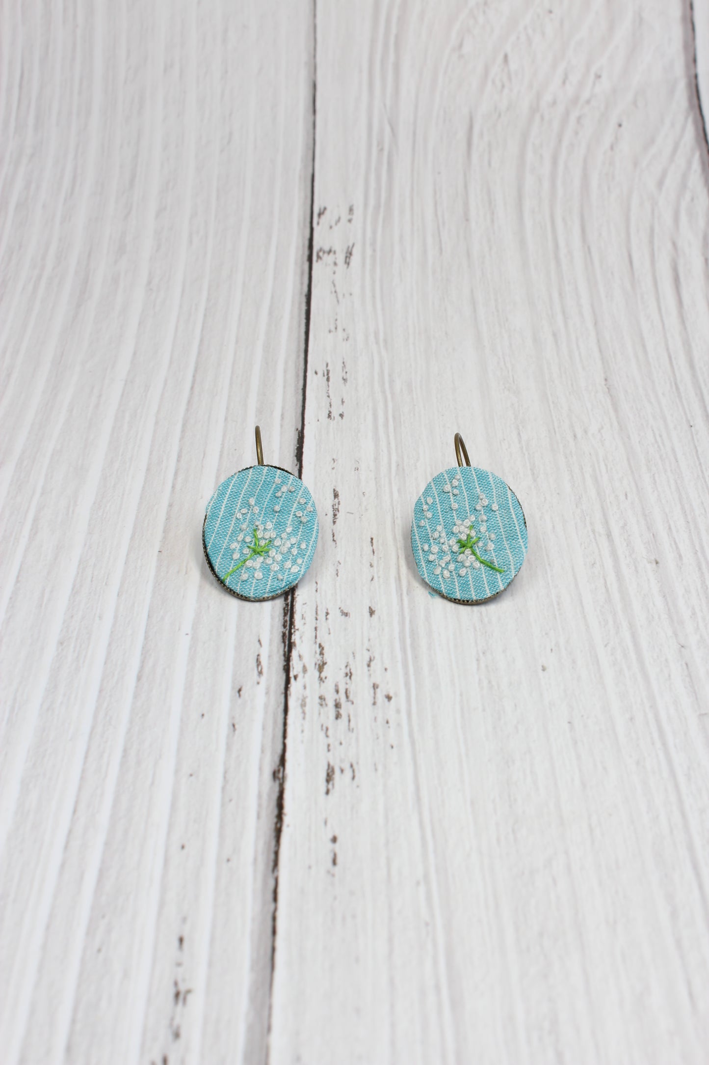 Embroidery Dandelion Wire Earrings