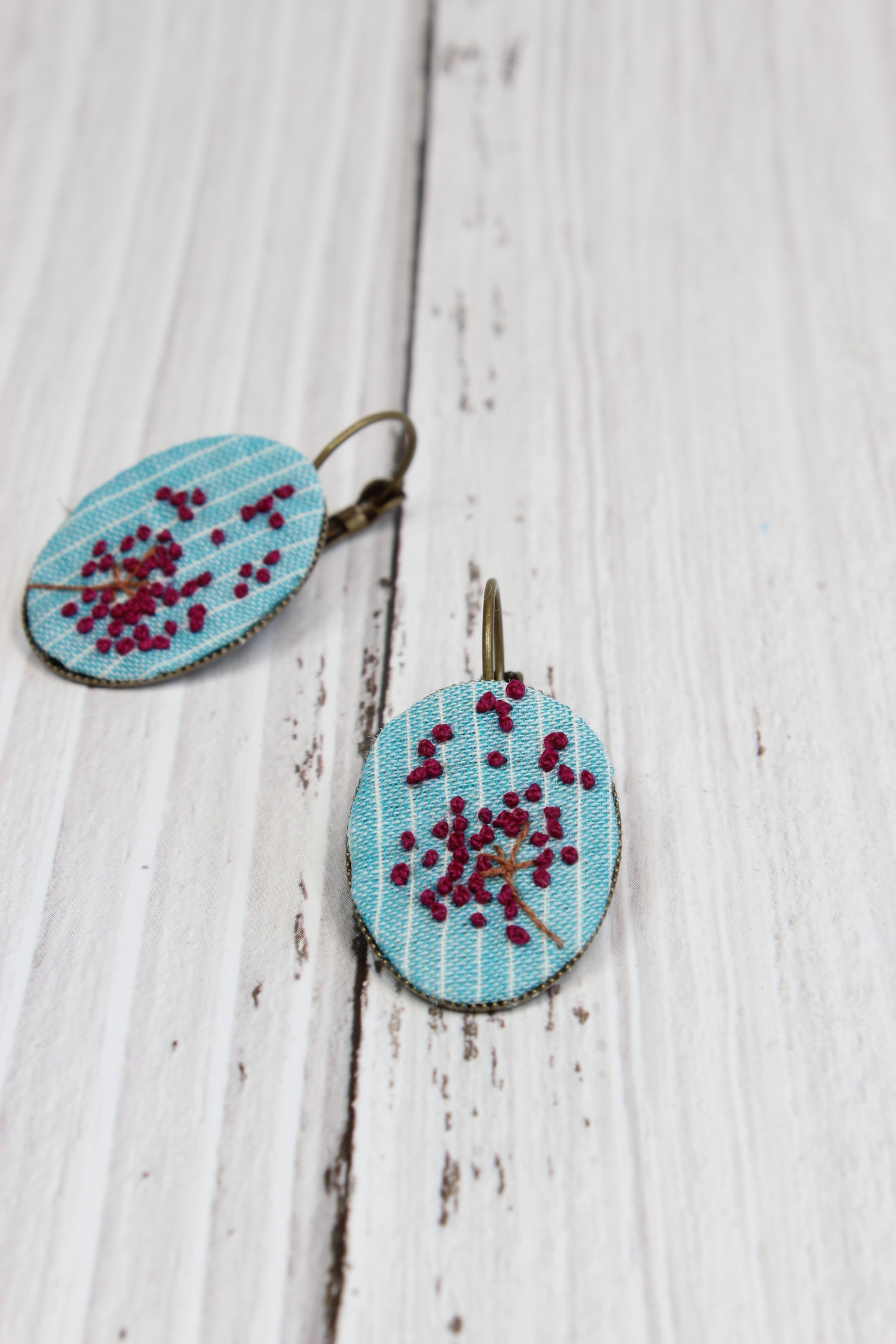Embroidery Dandelion Wire Earrings