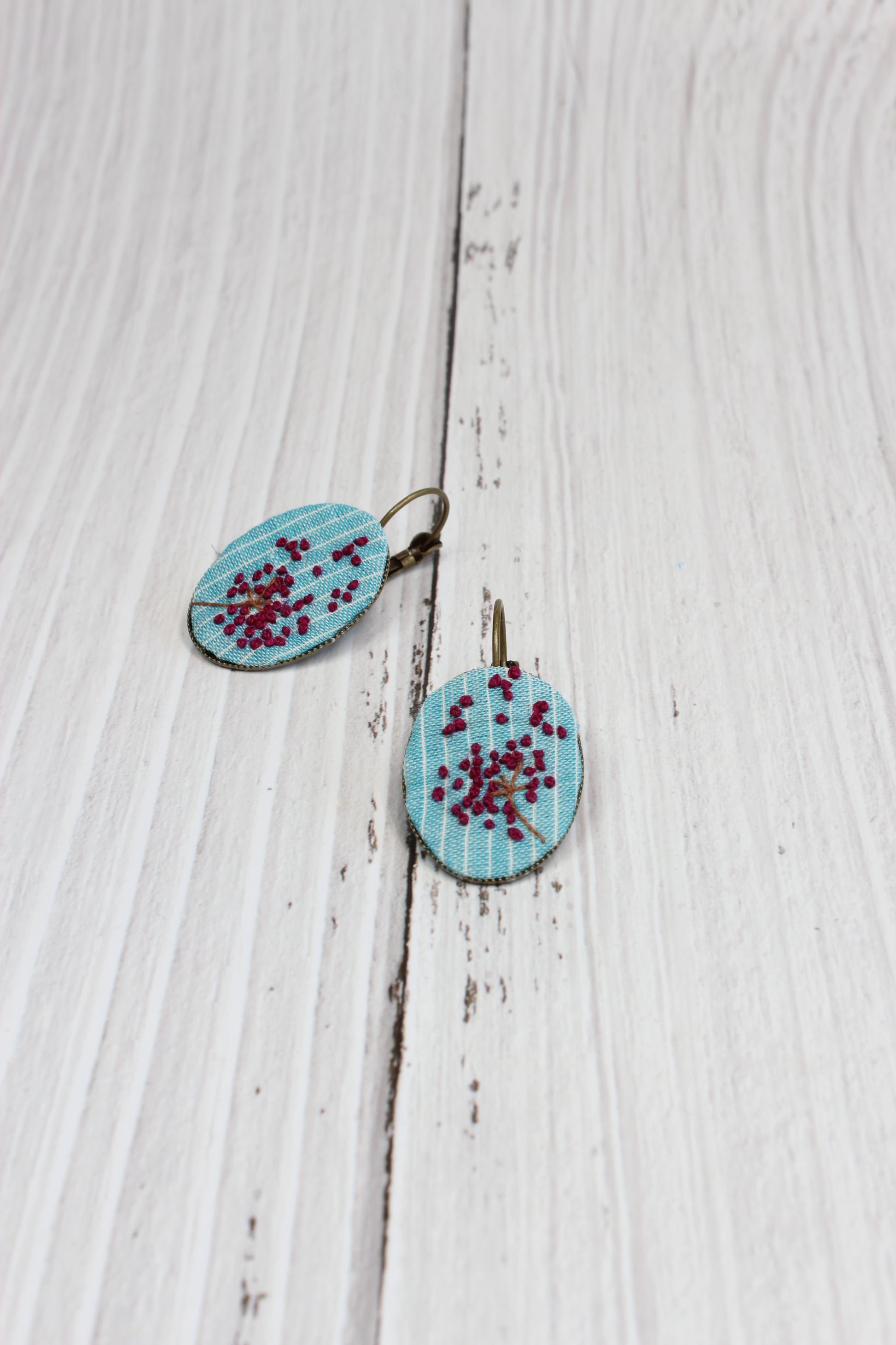 Embroidery Dandelion Wire Earrings