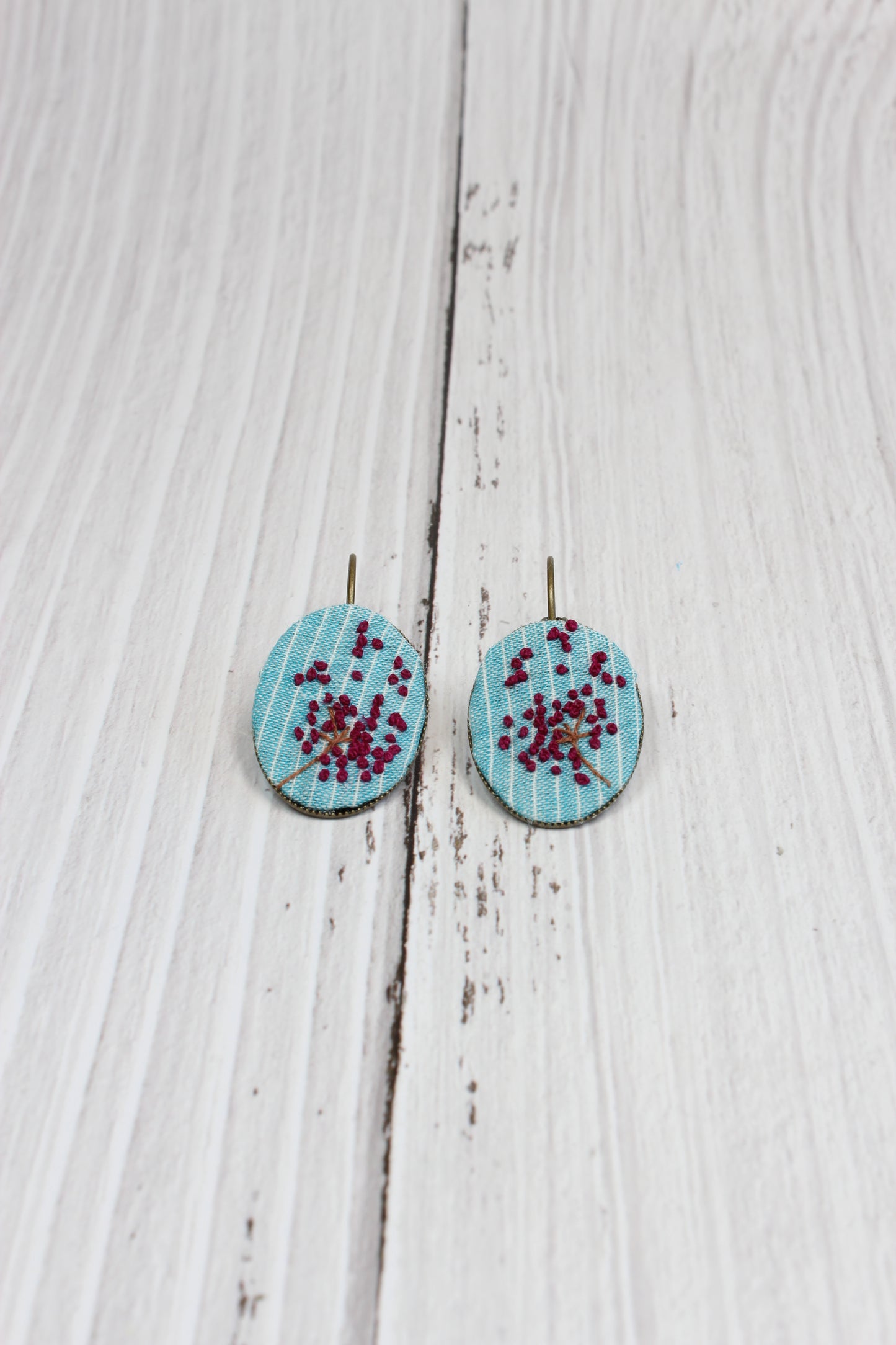 Embroidery Dandelion Wire Earrings