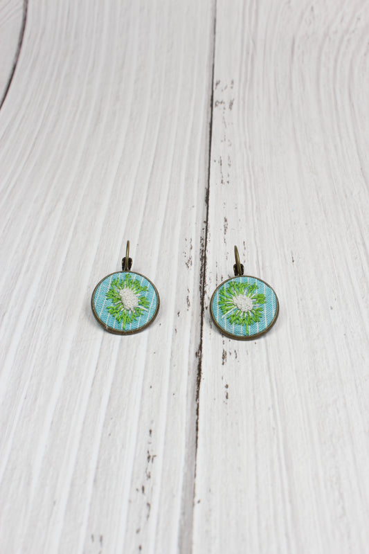 Embroidery Dandelion Earrings