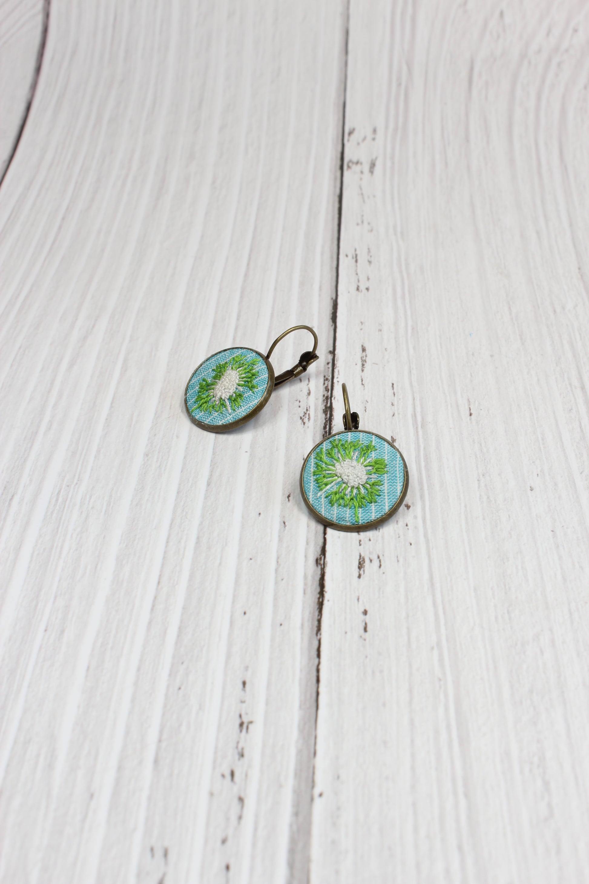 Embroidery Dandelion Earrings