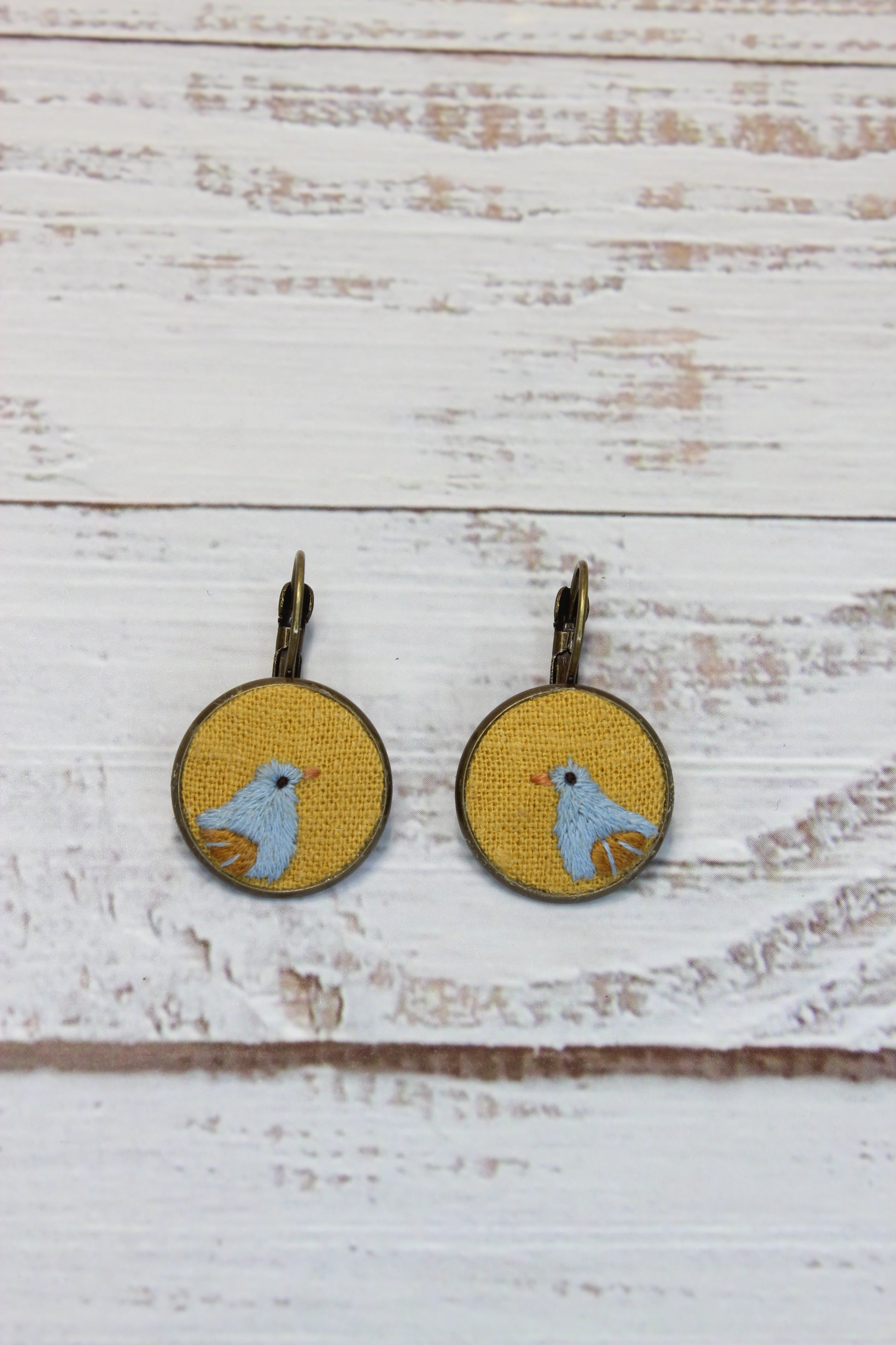 Embroidery Bird Earrings