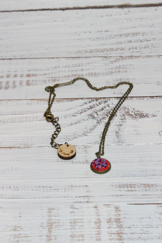 Embroidery Purple Dots Necklace