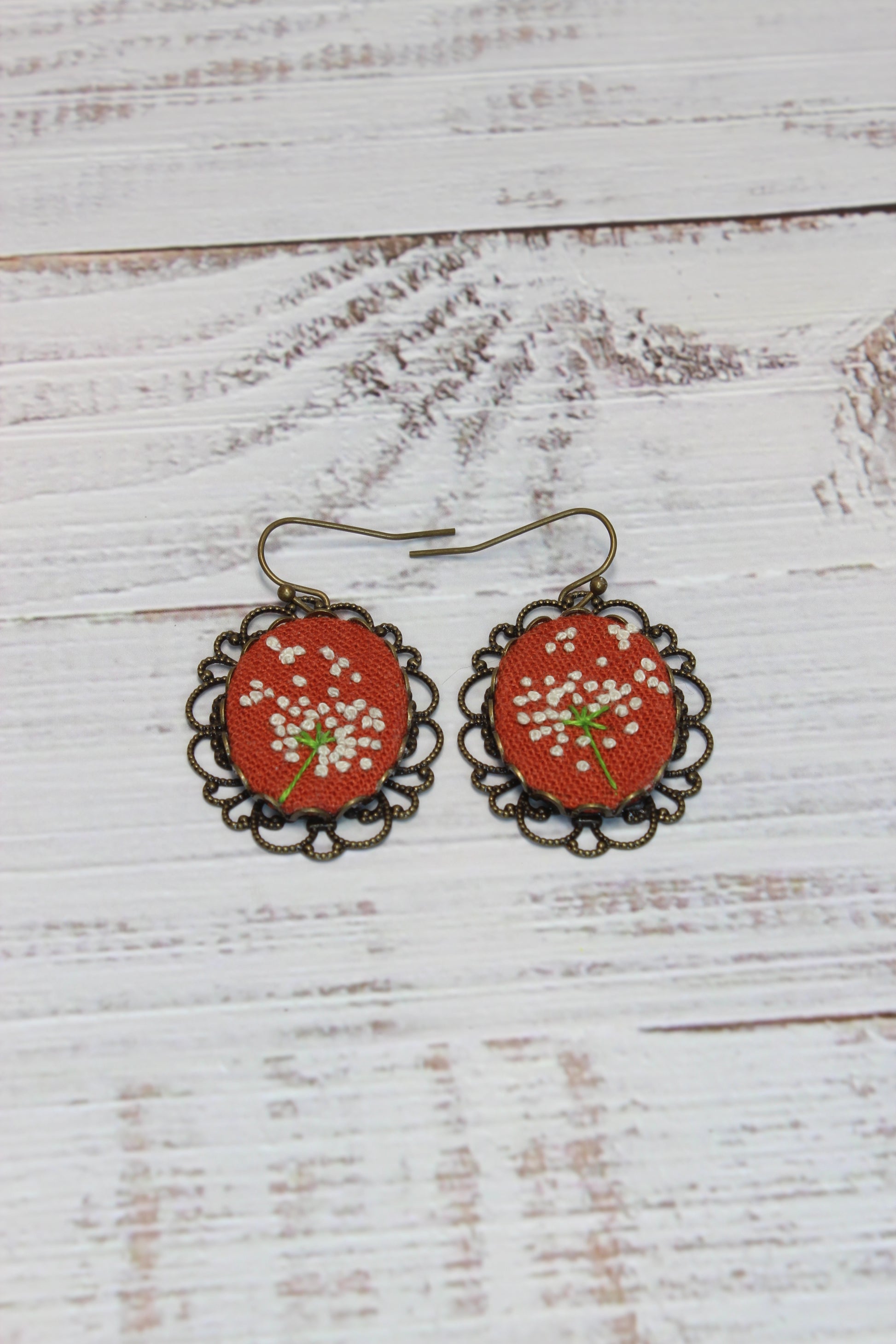 Embroidery Dandelion Filigree Earrings