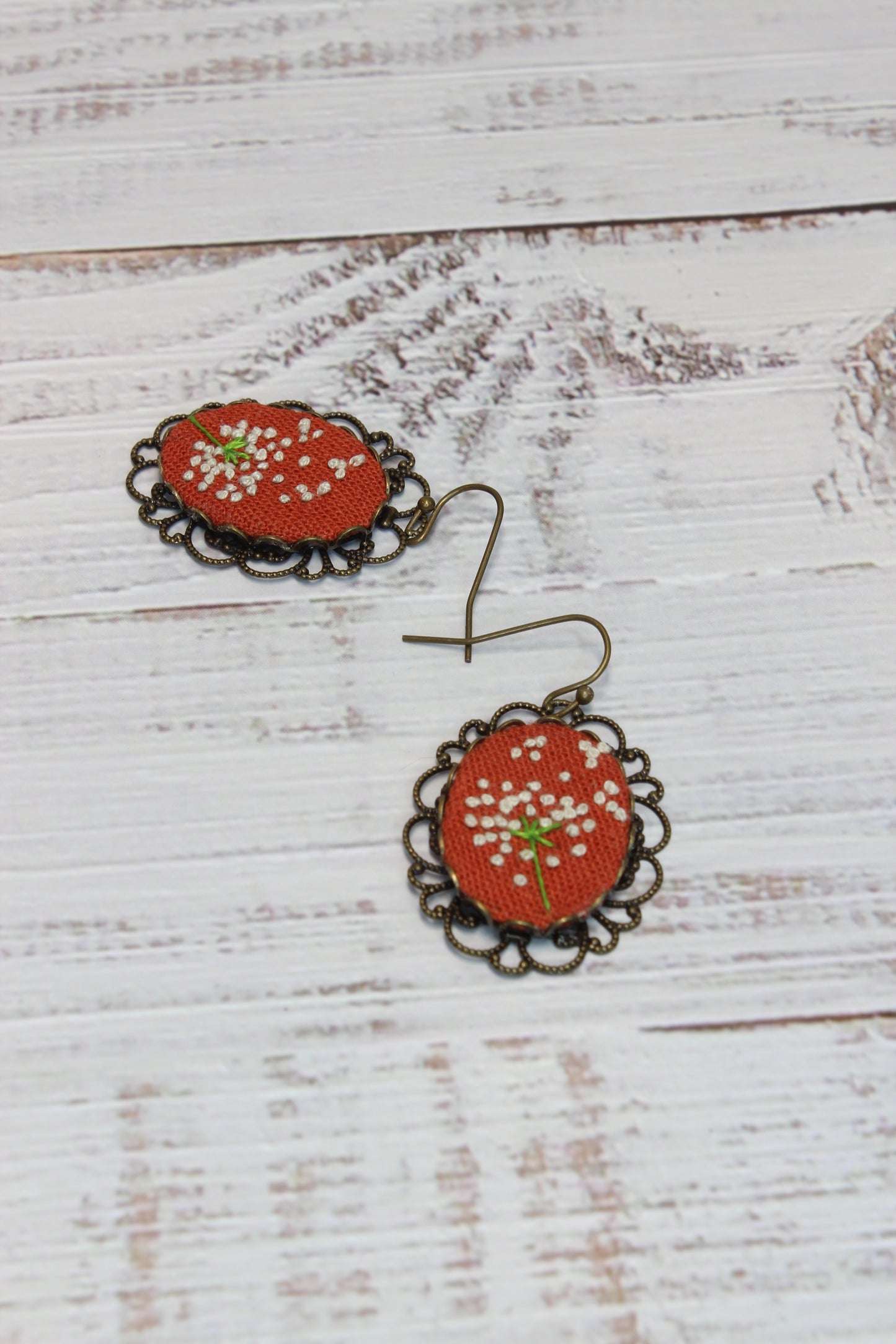 Embroidery Dandelion Filigree Earrings