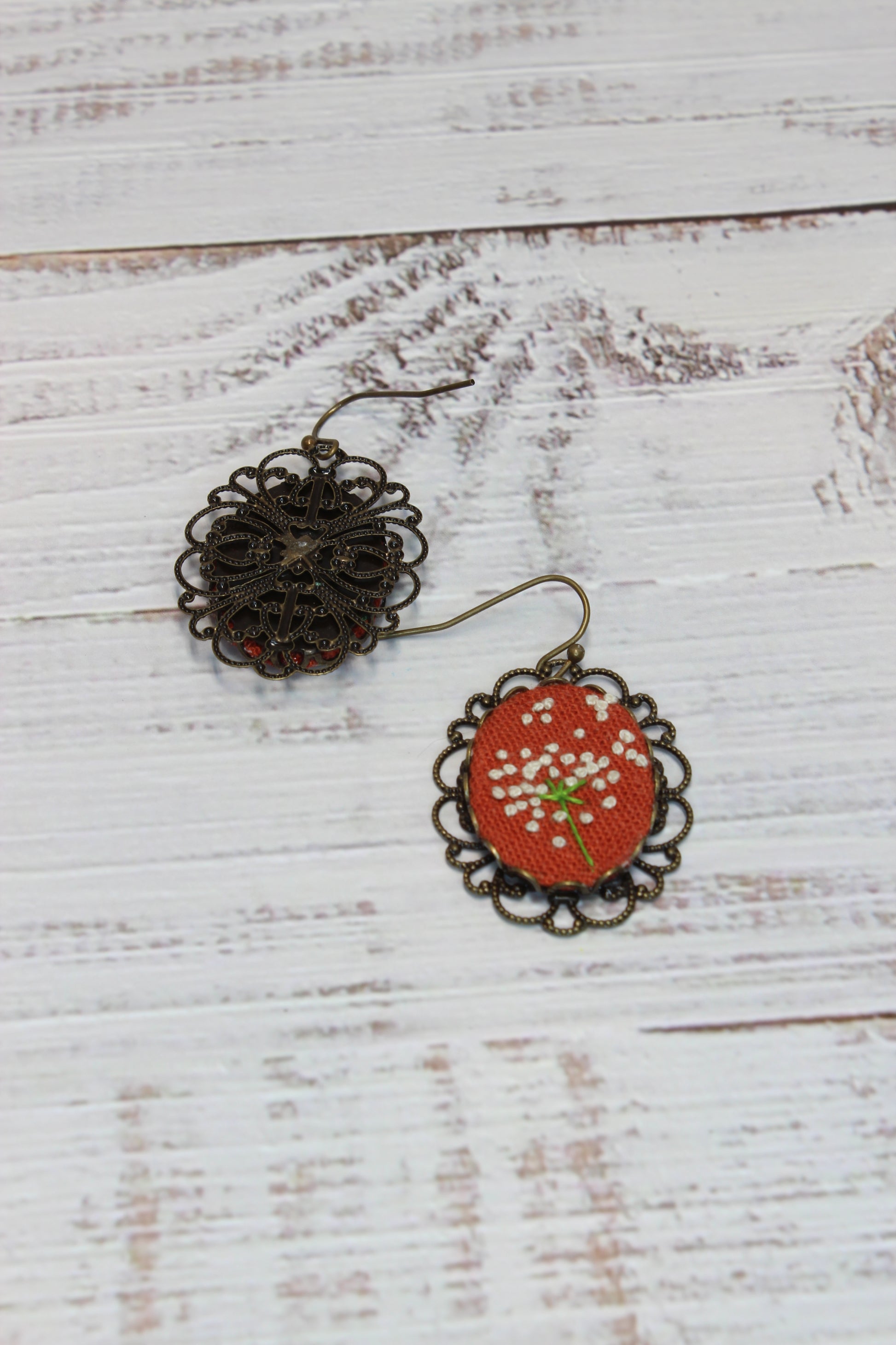 Embroidery Dandelion Filigree Earrings